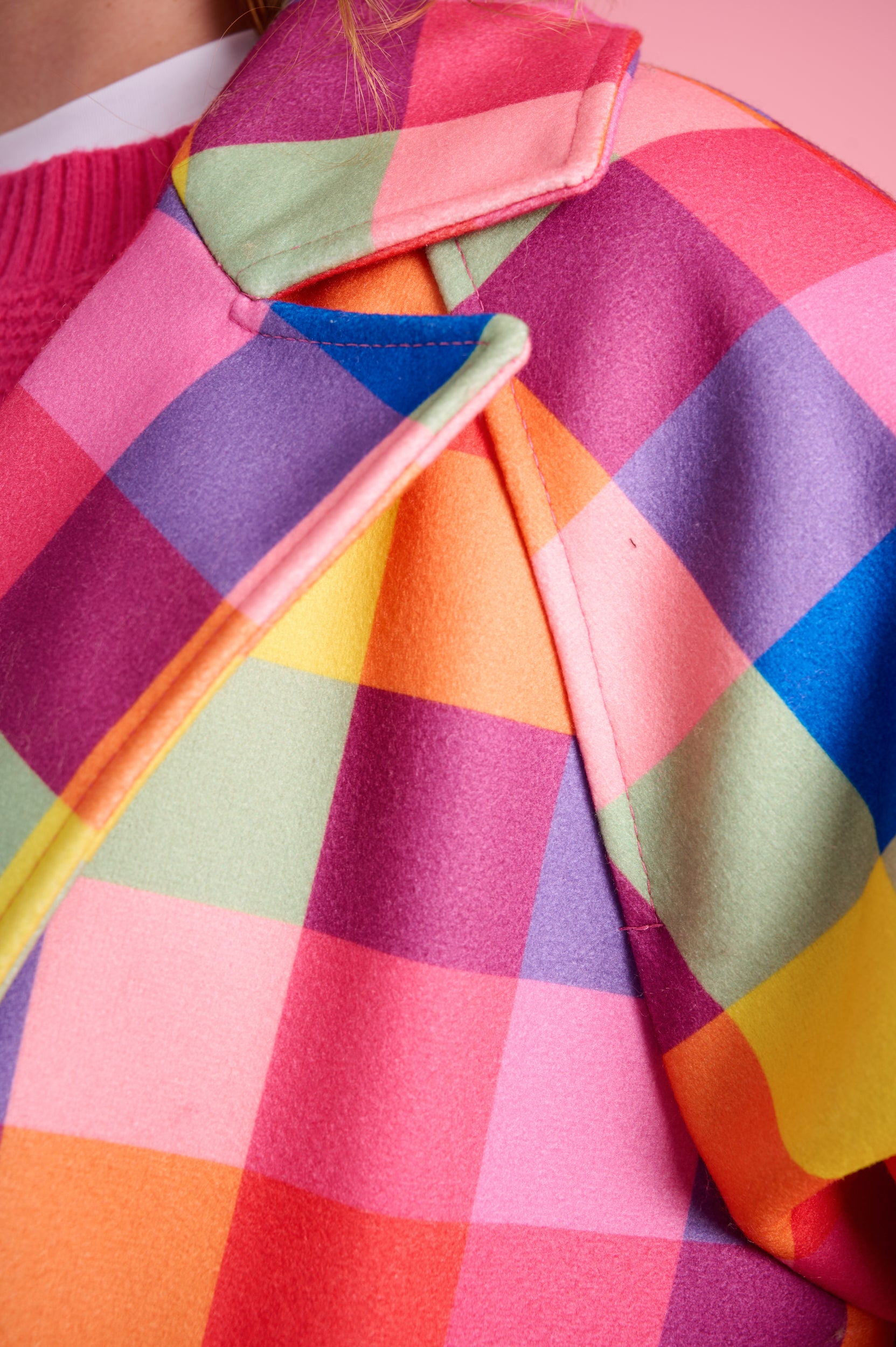 Melton Coat in Bright Check