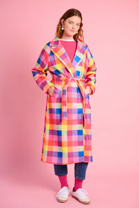 Melton Coat in Bright Check
