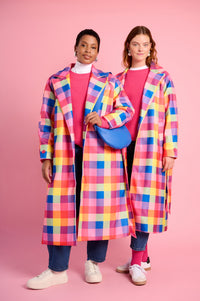 Melton Coat in Bright Check