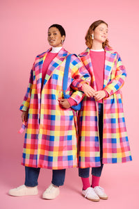 Melton Coat in Bright Check