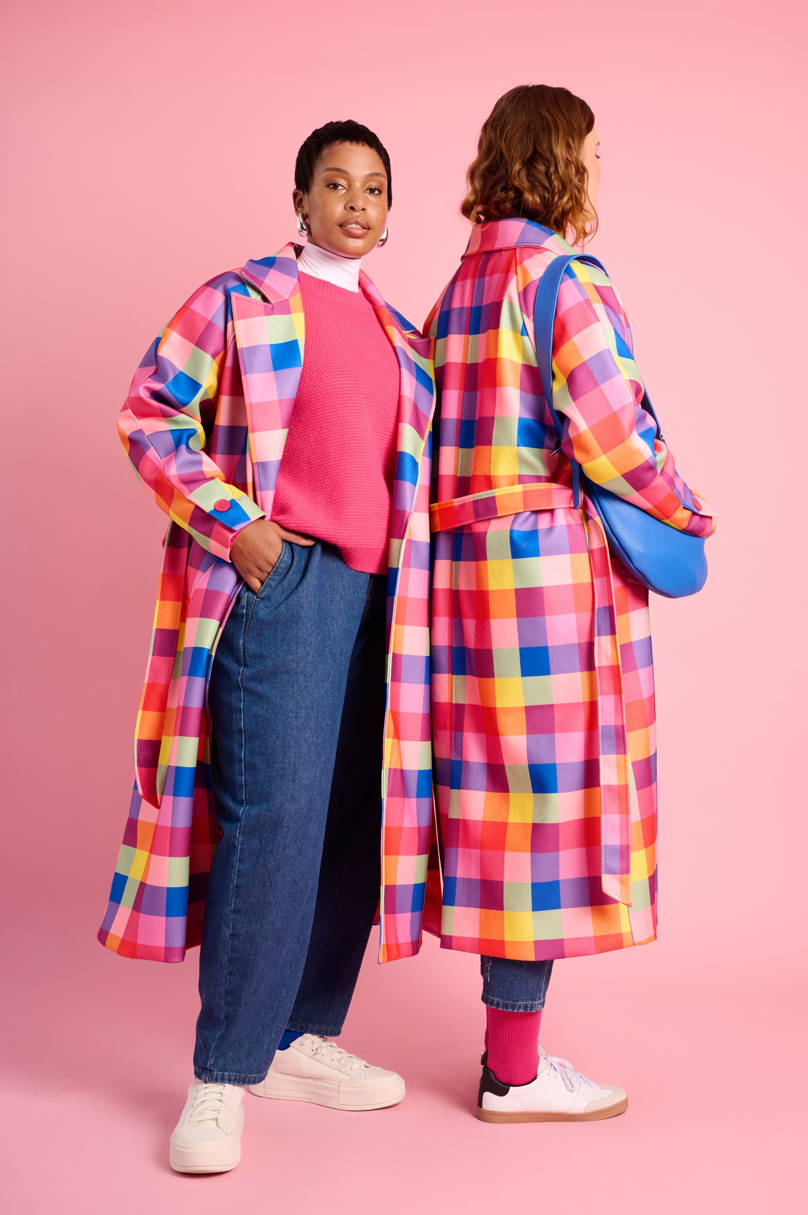 Melton Coat in Bright Check