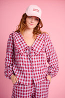 Big Collar Shirt in Burgundy/Ice Check
