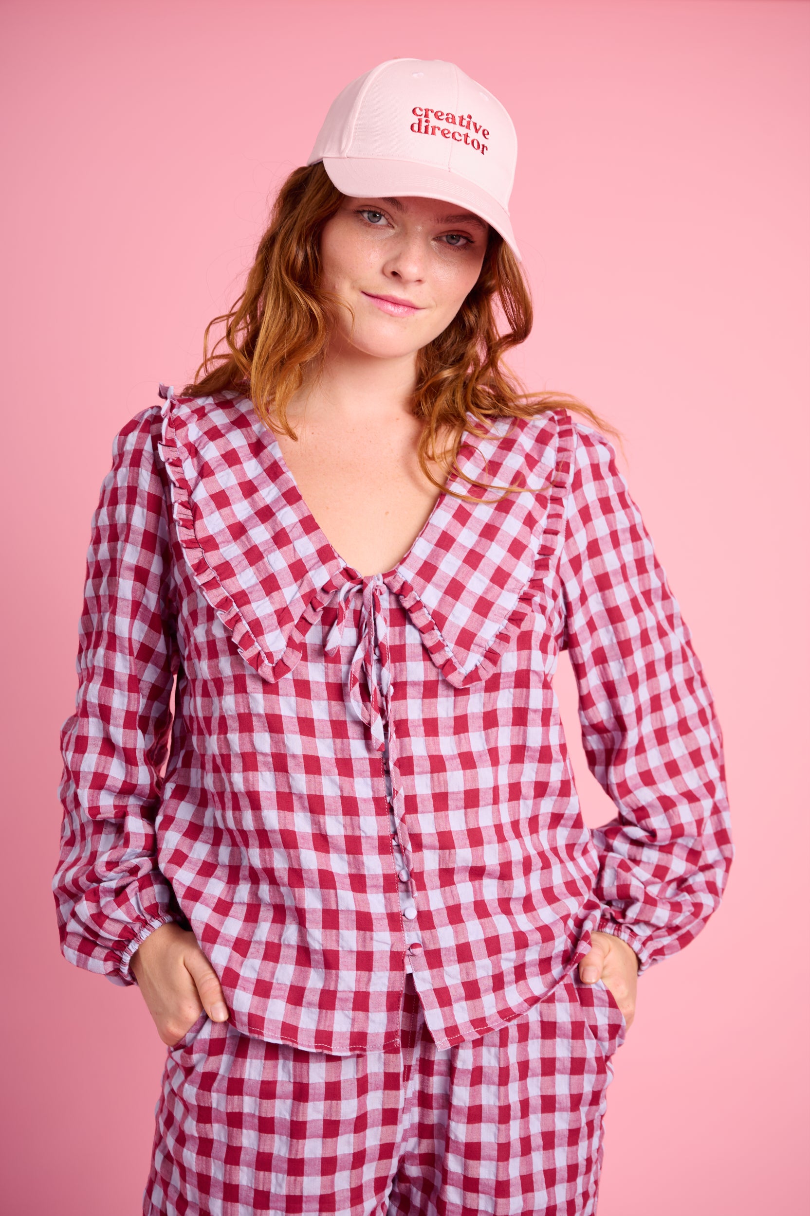 Big Collar Shirt in Burgundy/Ice Check