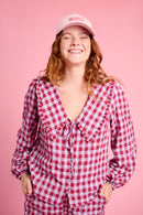 Big Collar Shirt in Burgundy/Ice Check