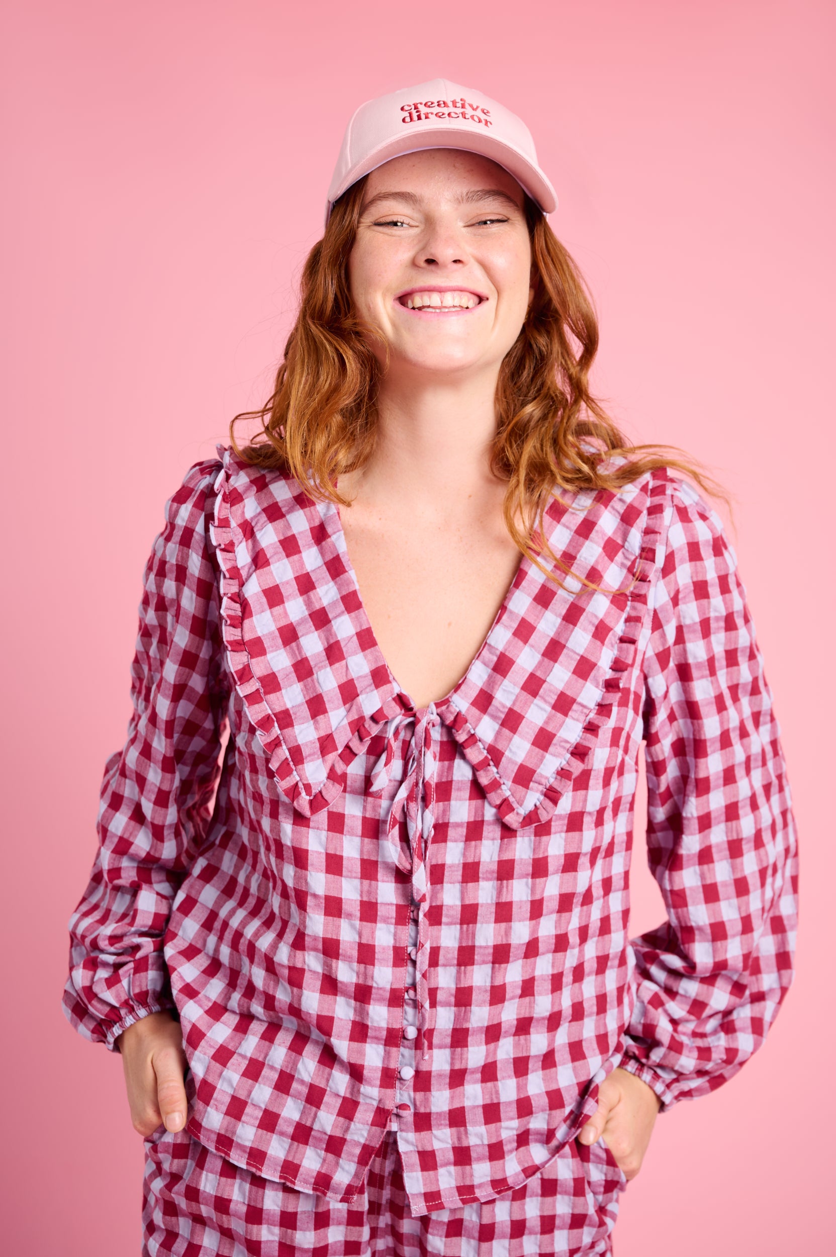 Big Collar Shirt in Burgundy/Ice Check