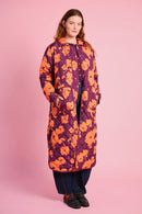 The Maxi Puffer in Floral Plum Print