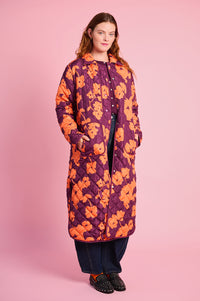 The Maxi Puffer in Floral Plum Print