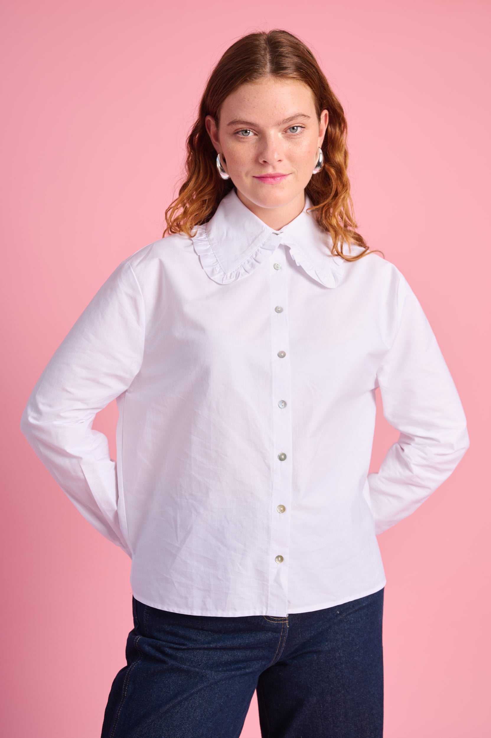 Peter Pan Collar Shirt in White