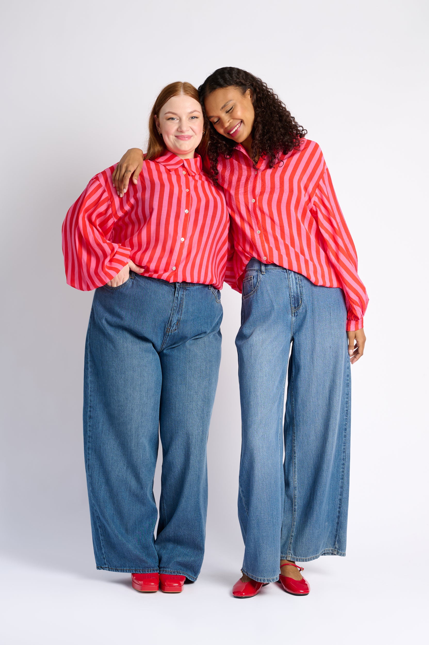 The Bellow Sleeve Shirt in Pink Red Stripe