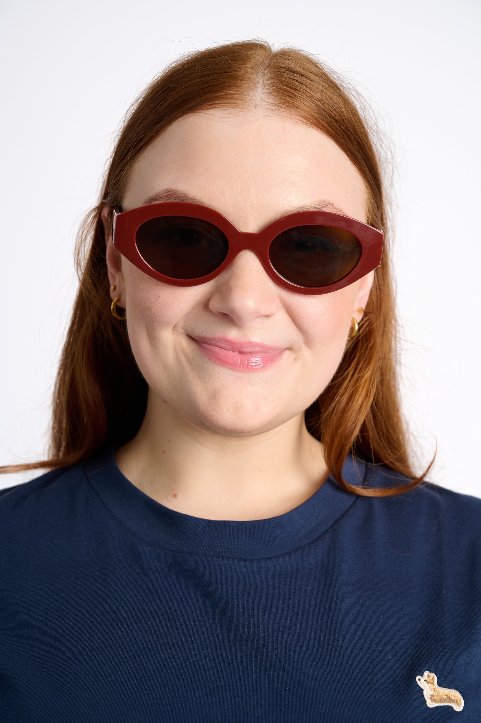 Burgundy Almond Frame Sunglasses