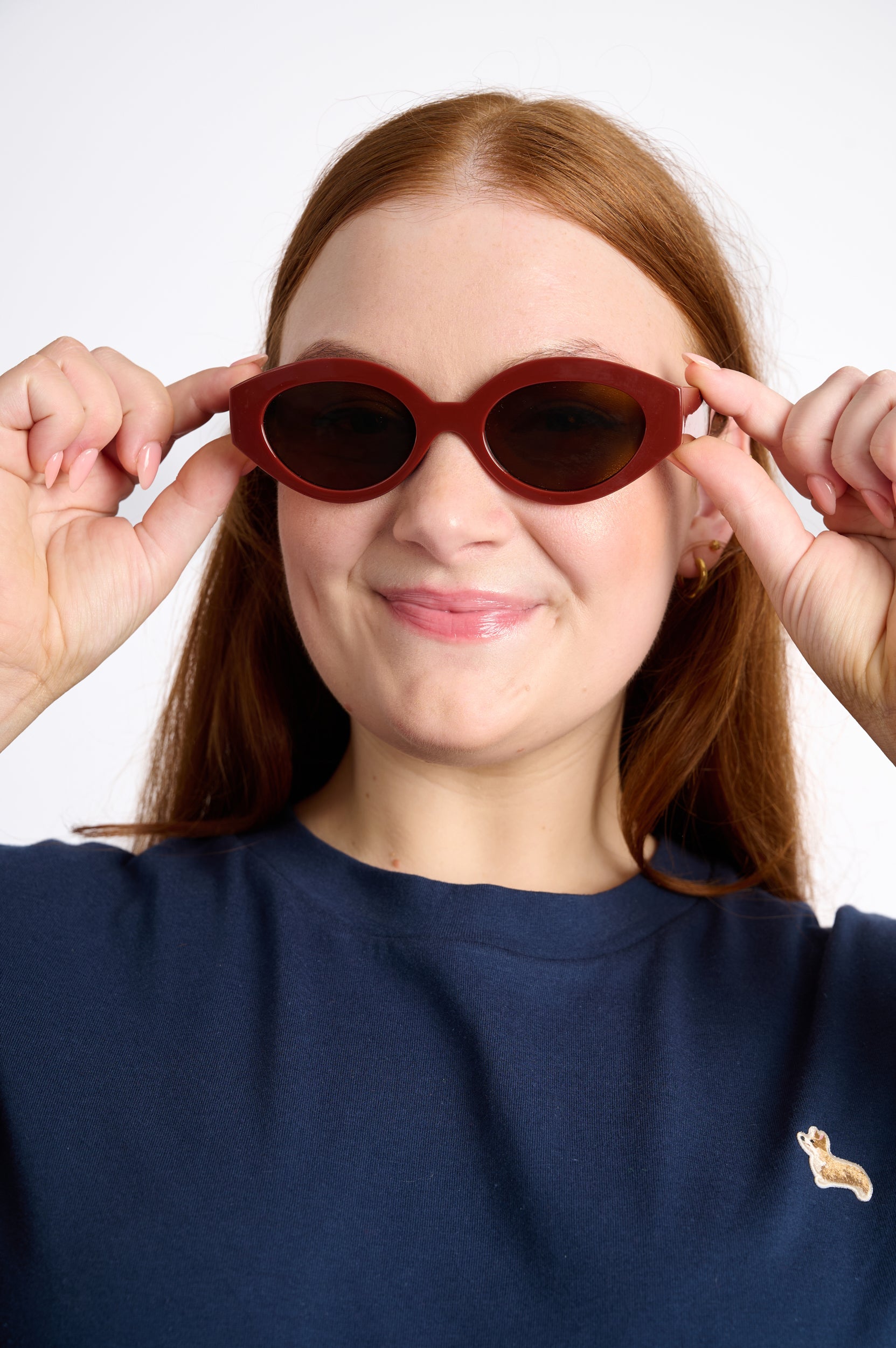Burgundy Almond Frame Sunglasses
