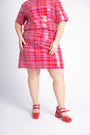 Check Sequin Mini Skirt in Red/Pink