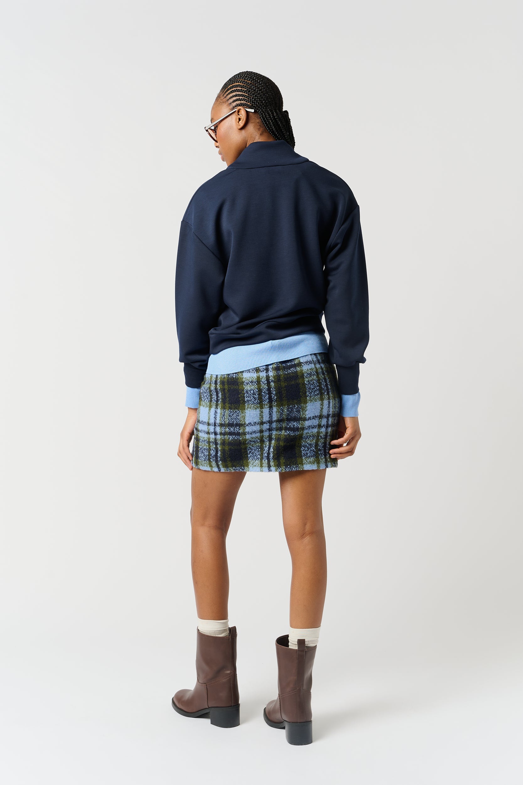 Melton Mini Skirt in Ice/Moss