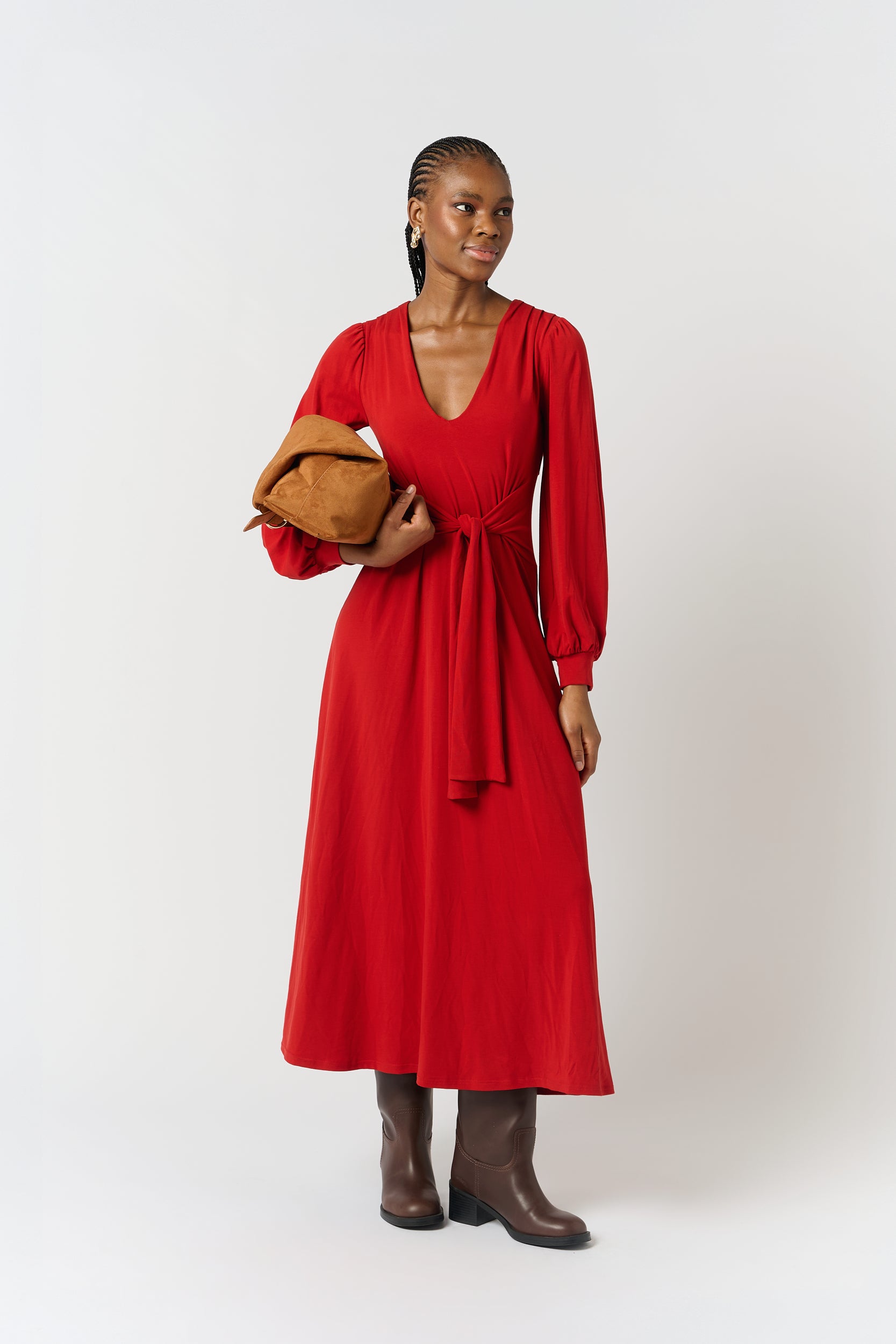 Rust Knit Tie Dress