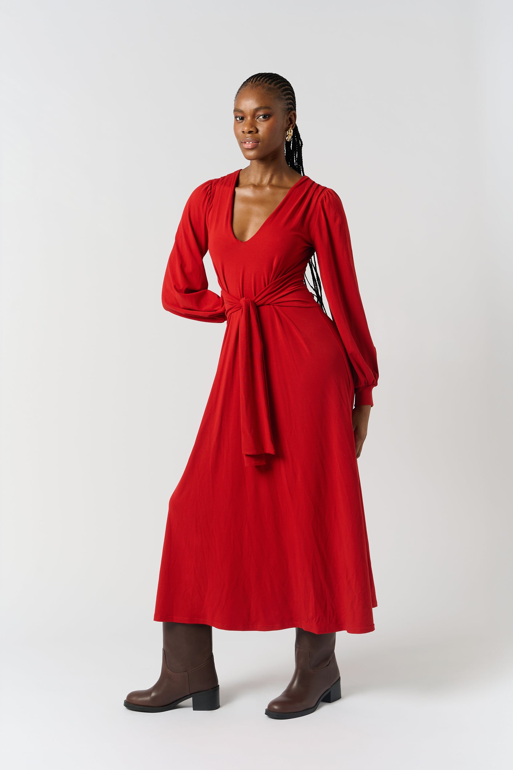 Rust Knit Tie Dress