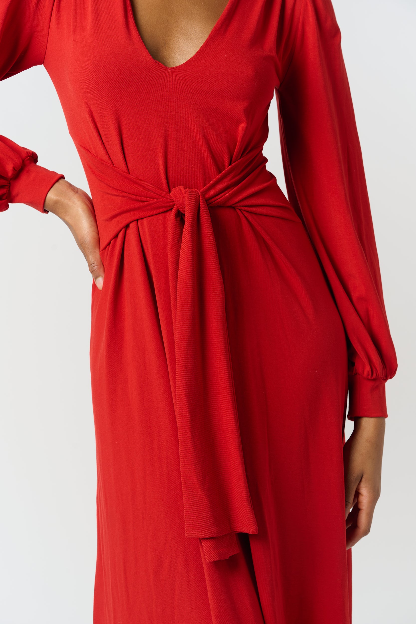 Rust Knit Tie Dress