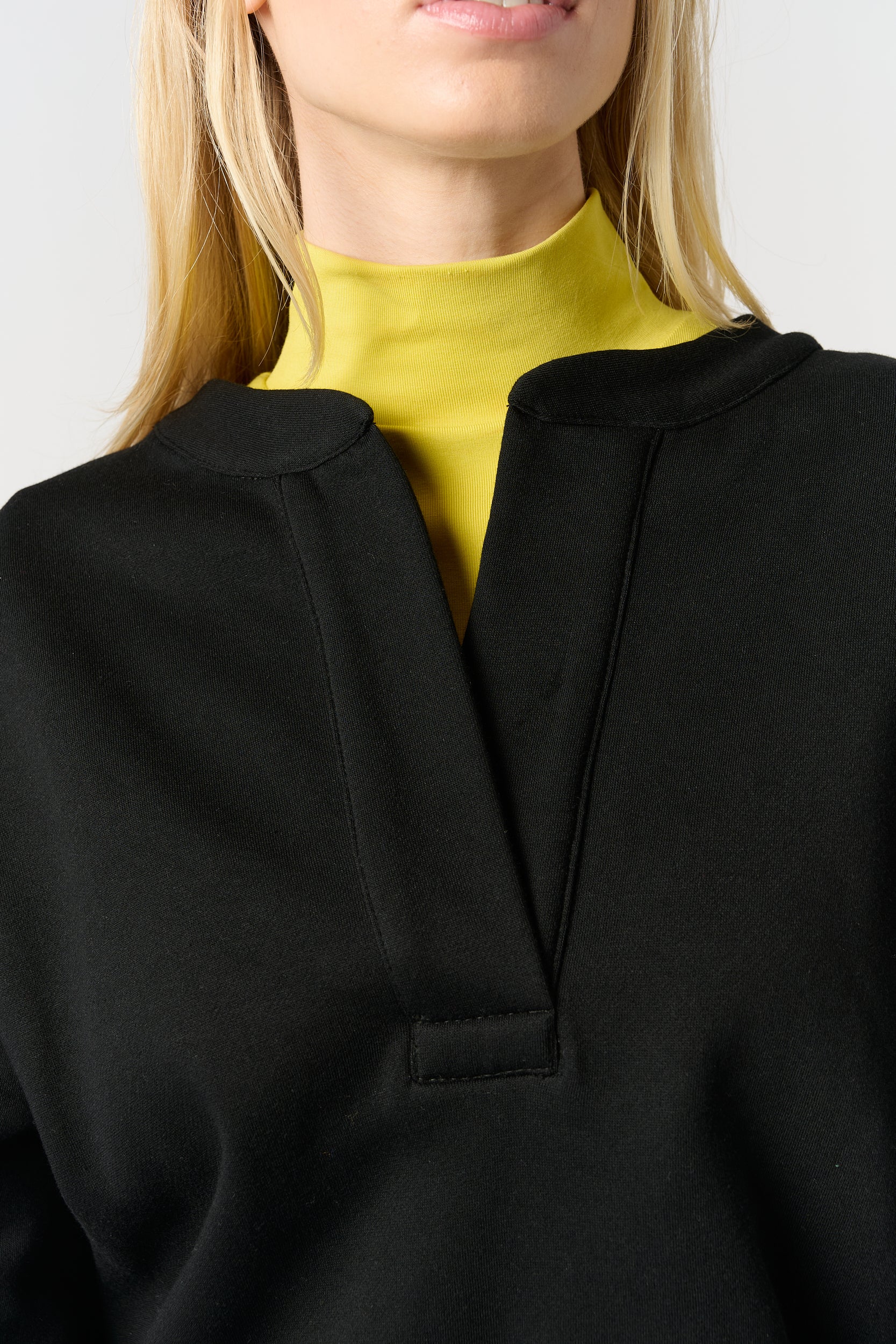 Black Mandarin Placket Sweat