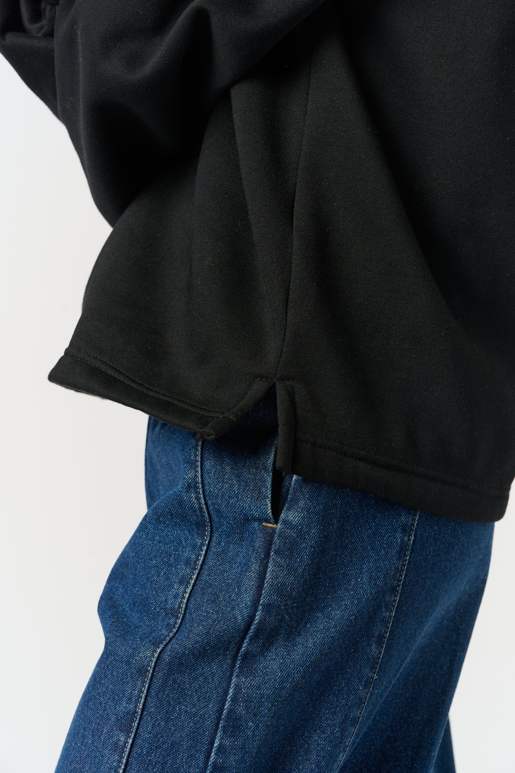 Black Mandarin Placket Sweat
