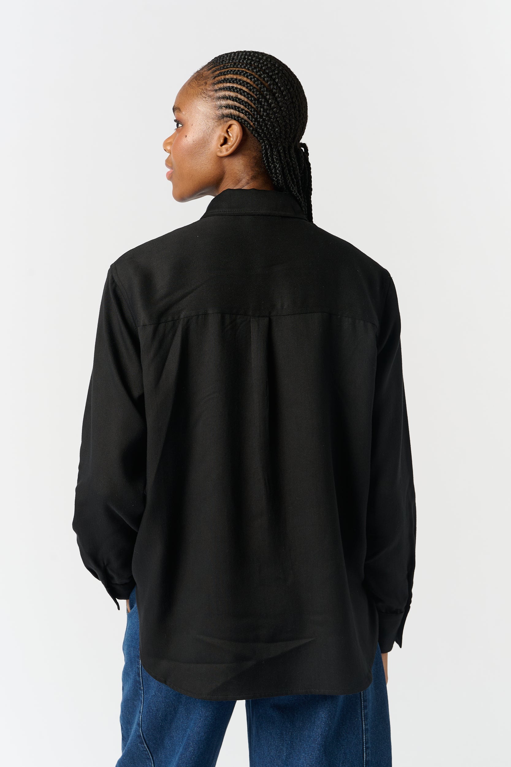 Tencel Shirt with Beaded Knot Closure