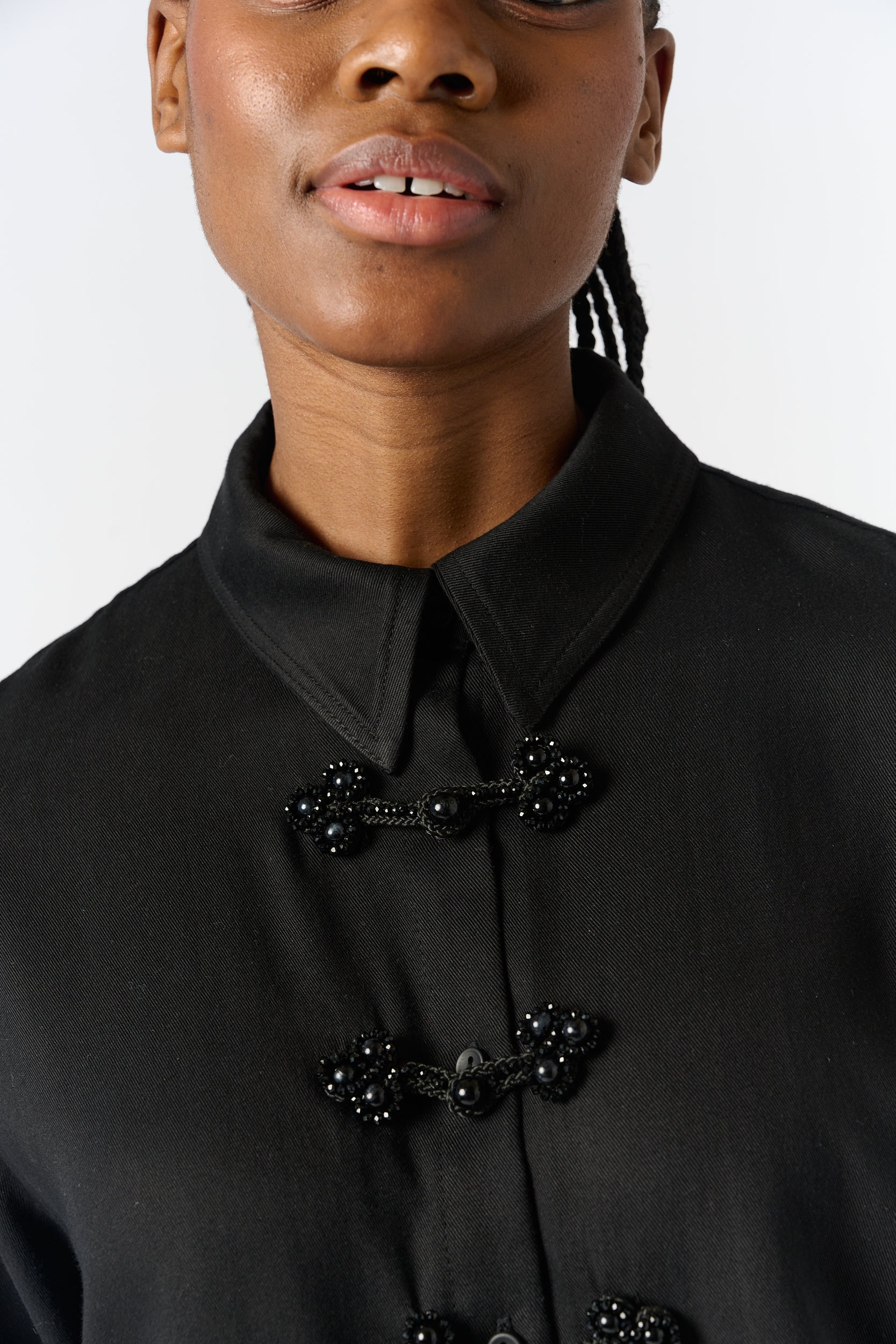 Tencel Shirt with Beaded Knot Closure