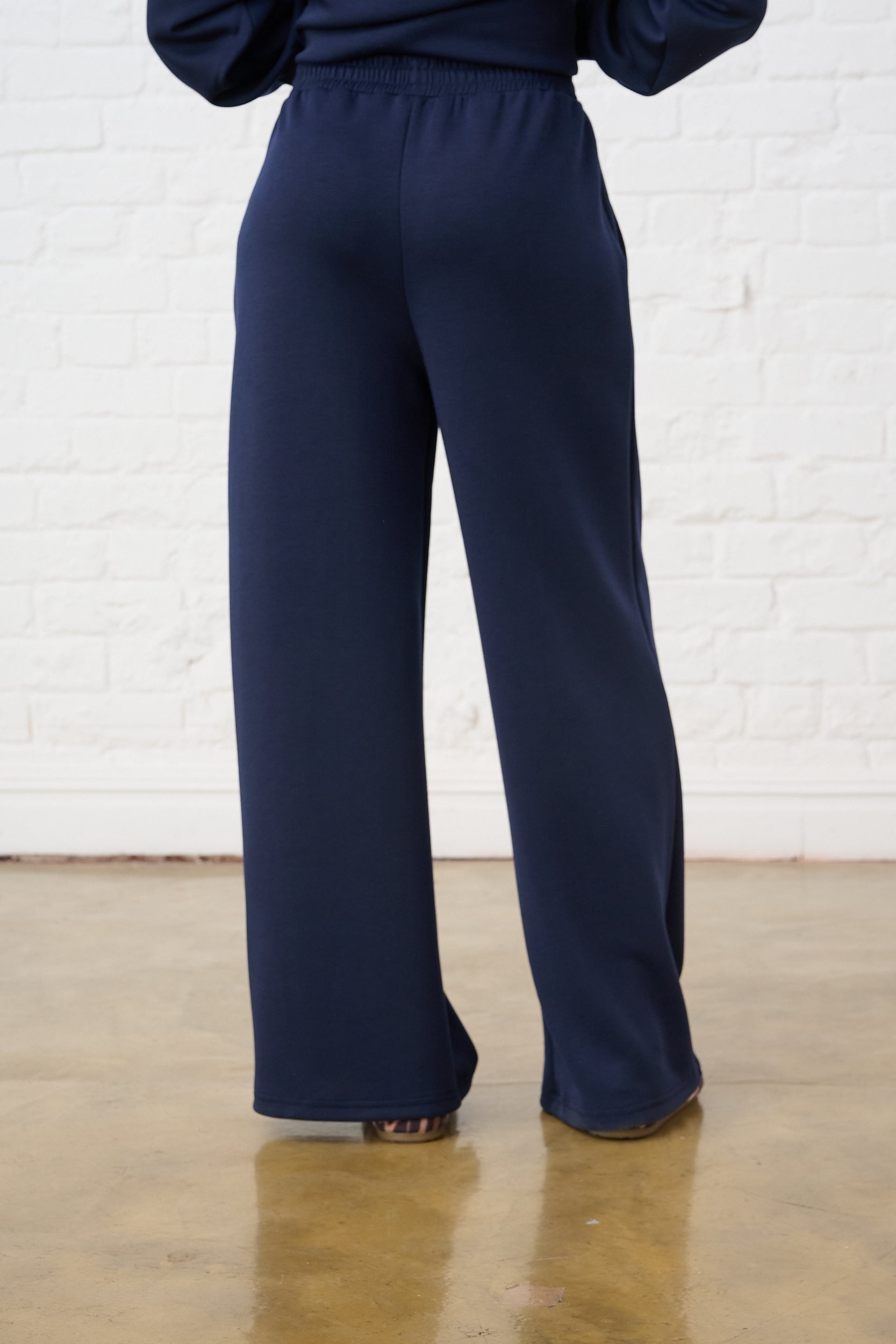 Navy Premium Elasticated Waist Wide Leg Joggers