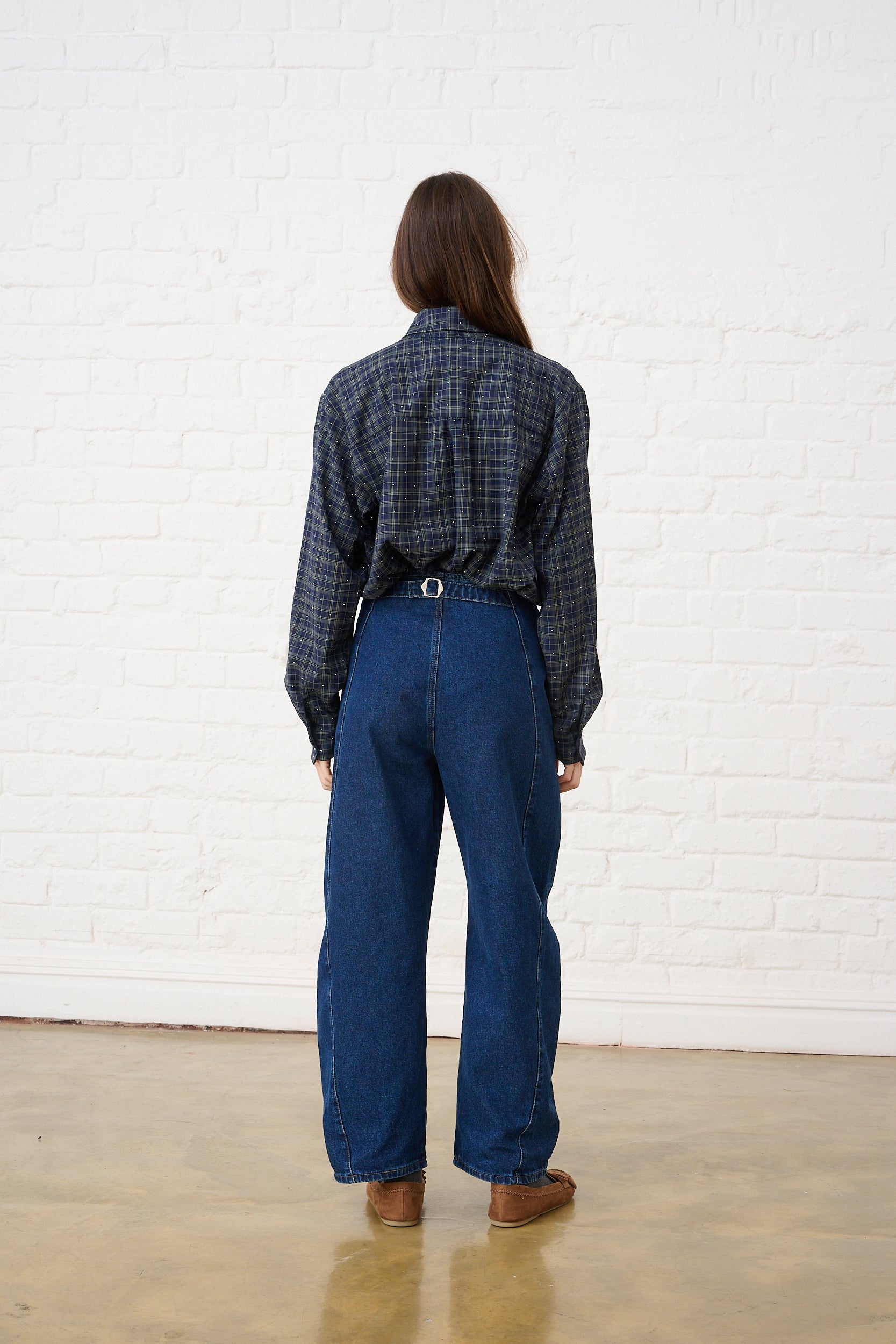 Bow Shirt in Green Check