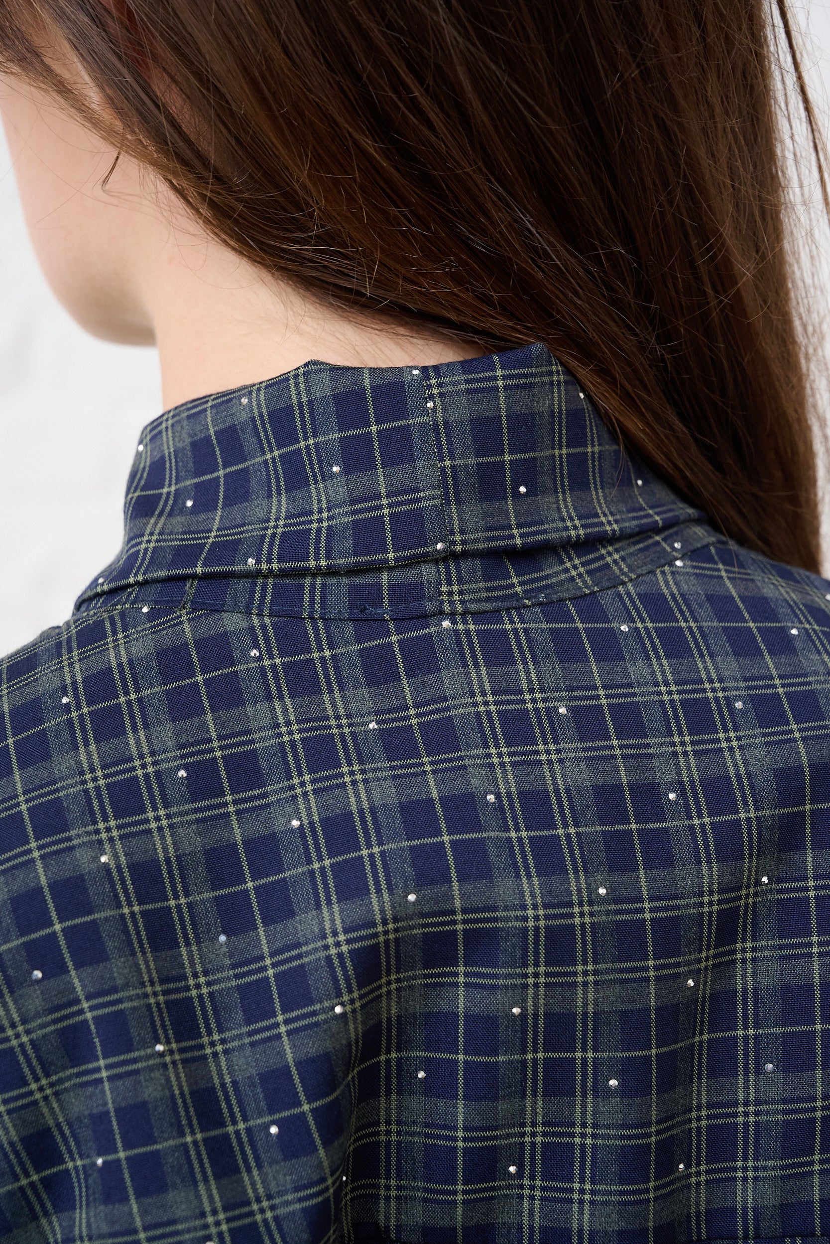 Bow Shirt in Green Check