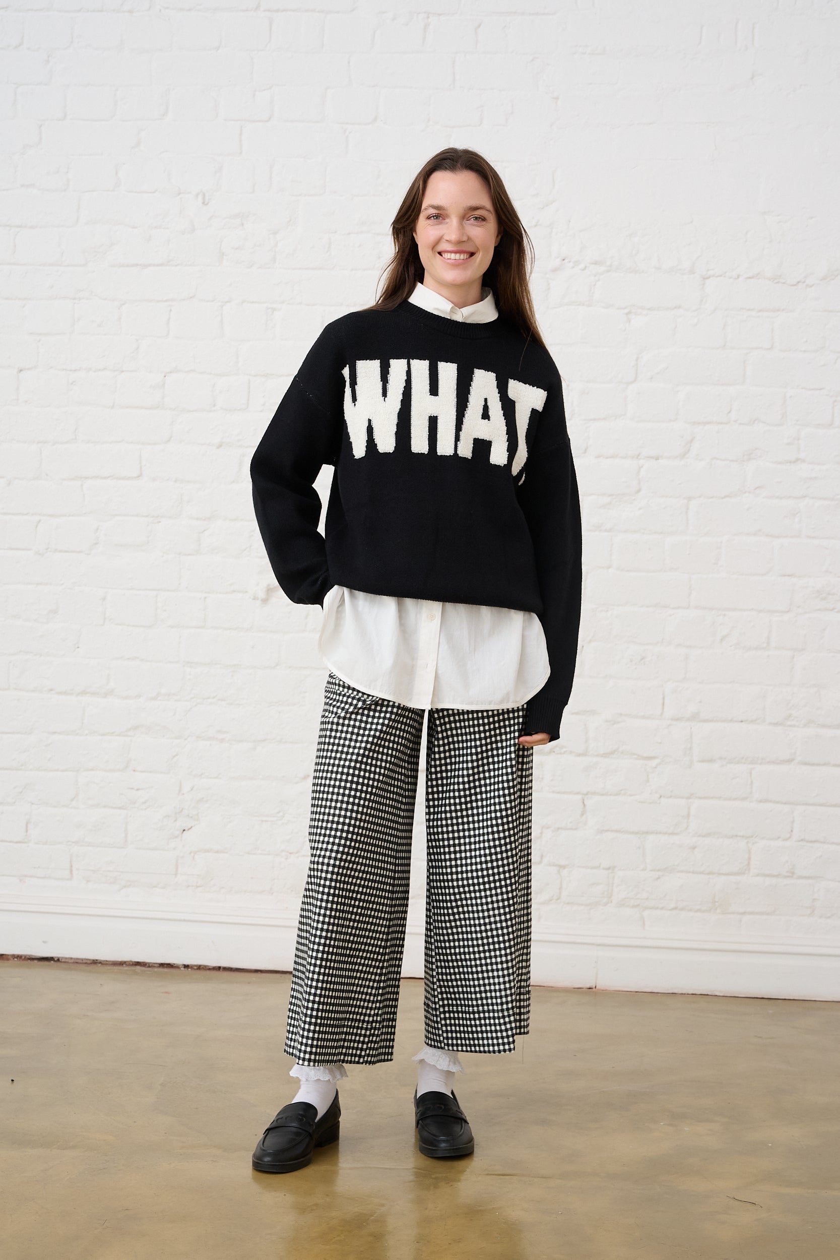 Black Essential Jumper in Textured WHAT!