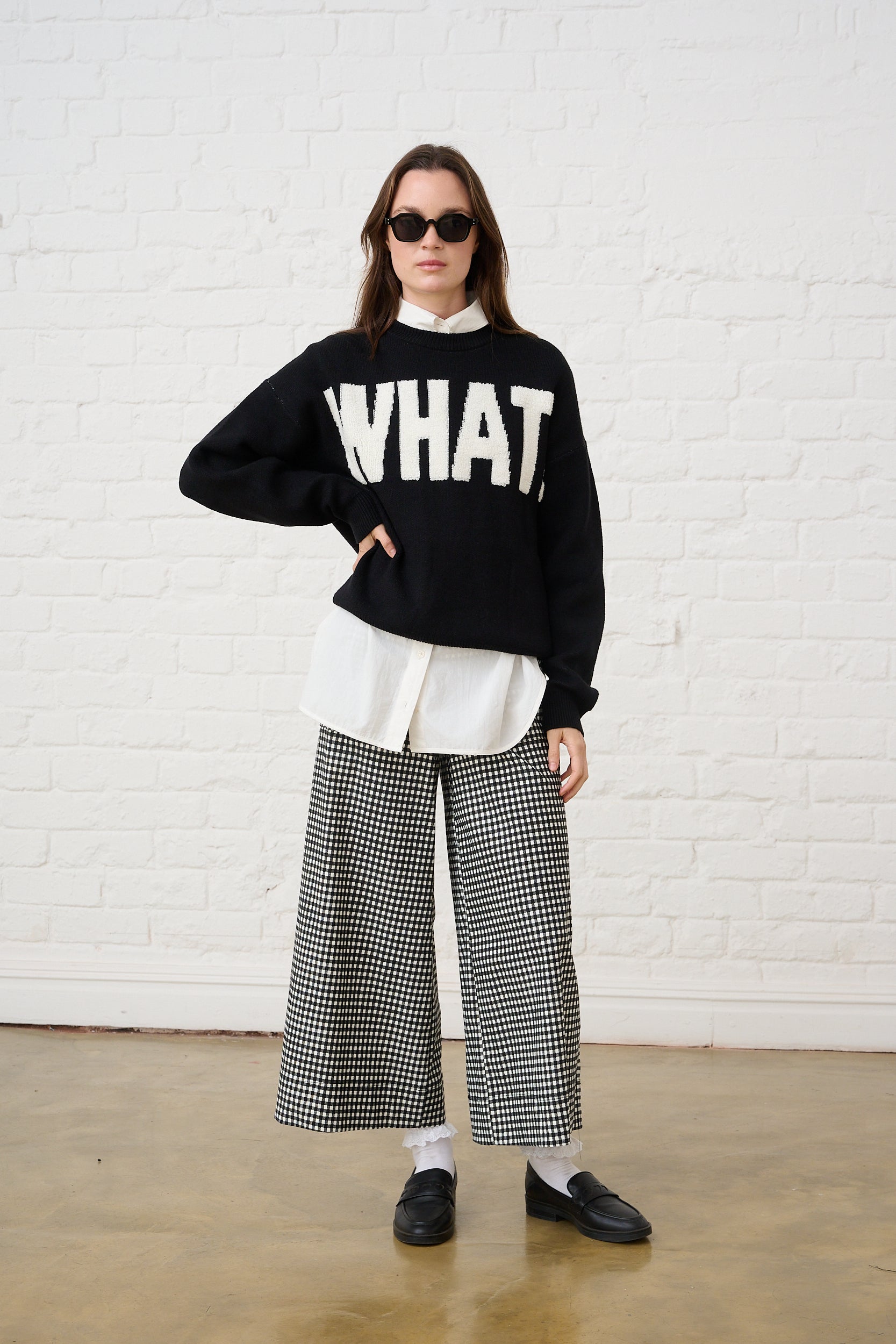 Black Essential Jumper in Textured WHAT!