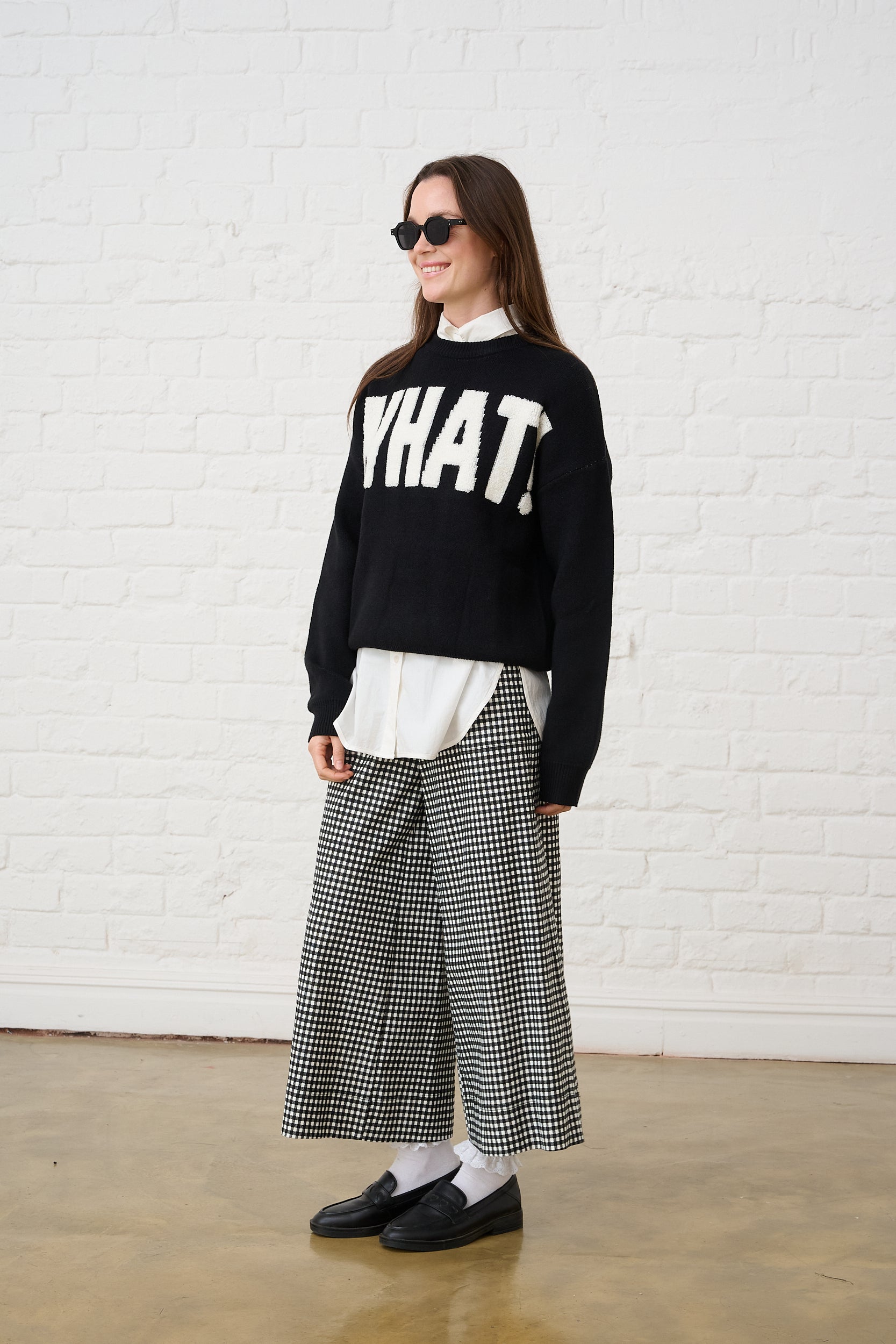 Black Essential Jumper in Textured WHAT!