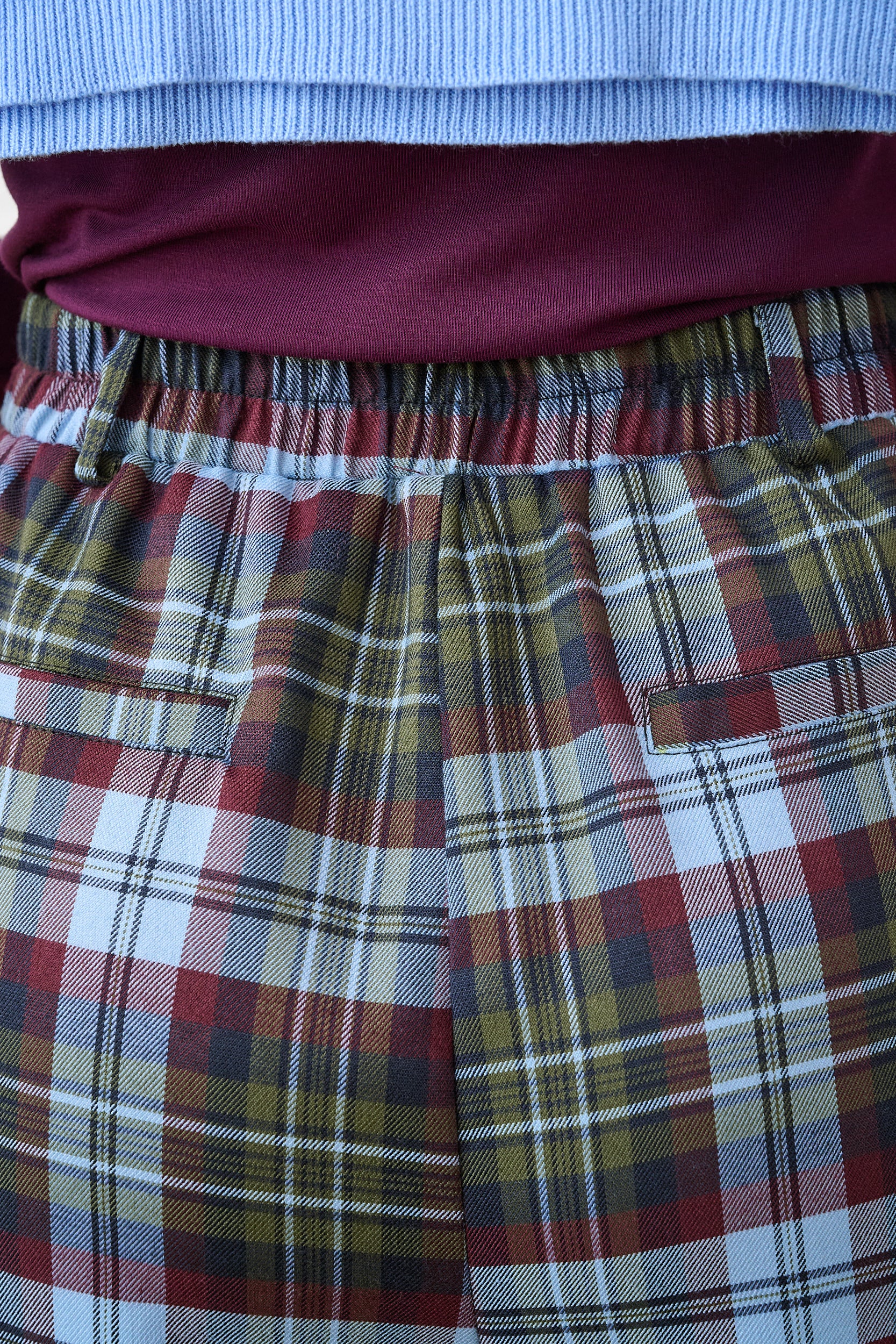 Check Straight Leg Trousers in Burg/Green