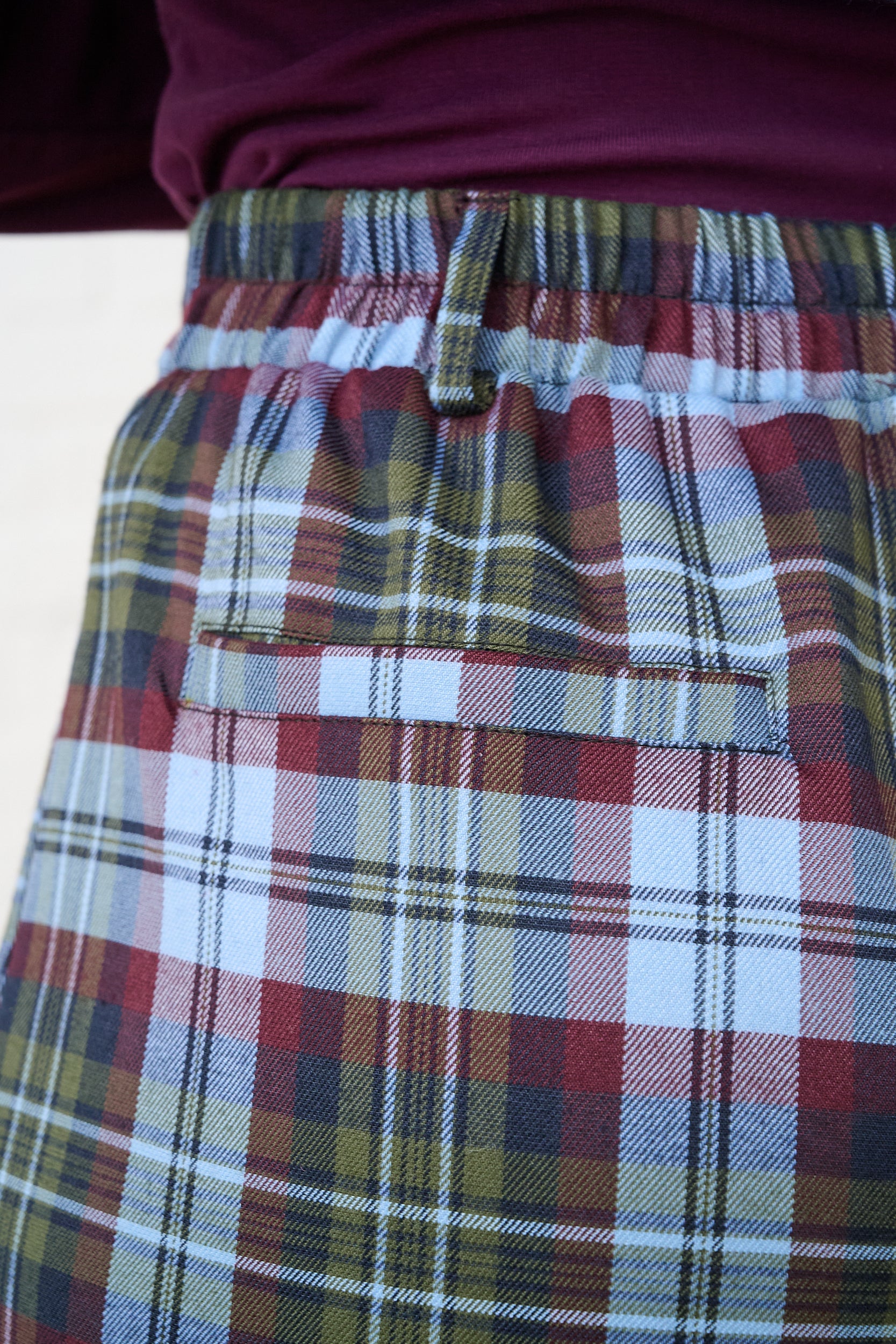 Check Straight Leg Trousers in Burg/Green