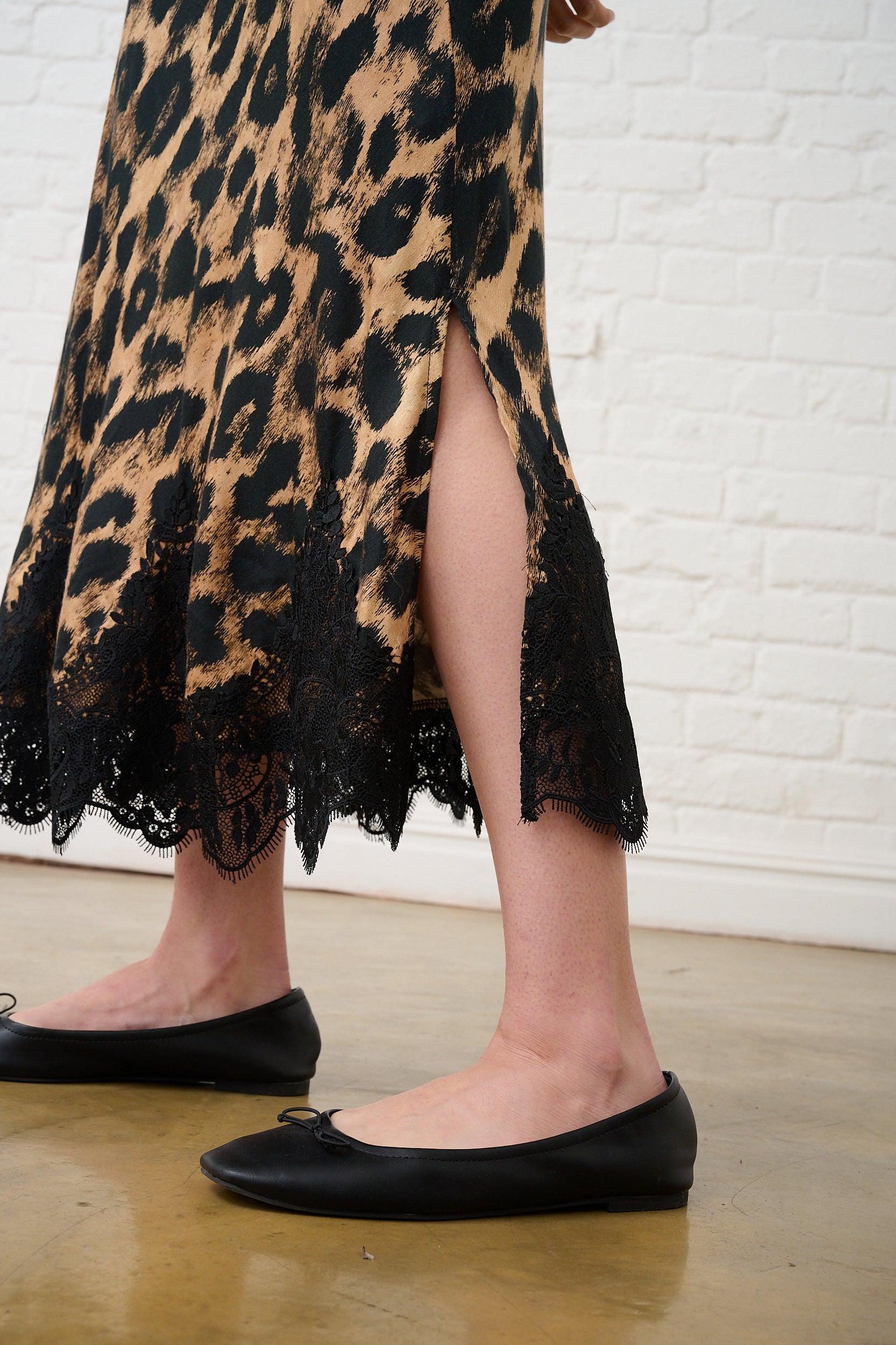 Satin Skirt with Lace in Animal