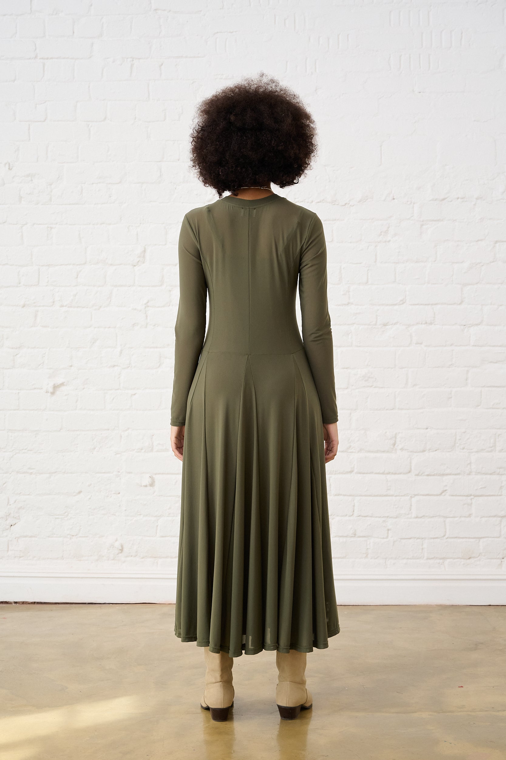 Moss Green Mesh Maxi Dress
