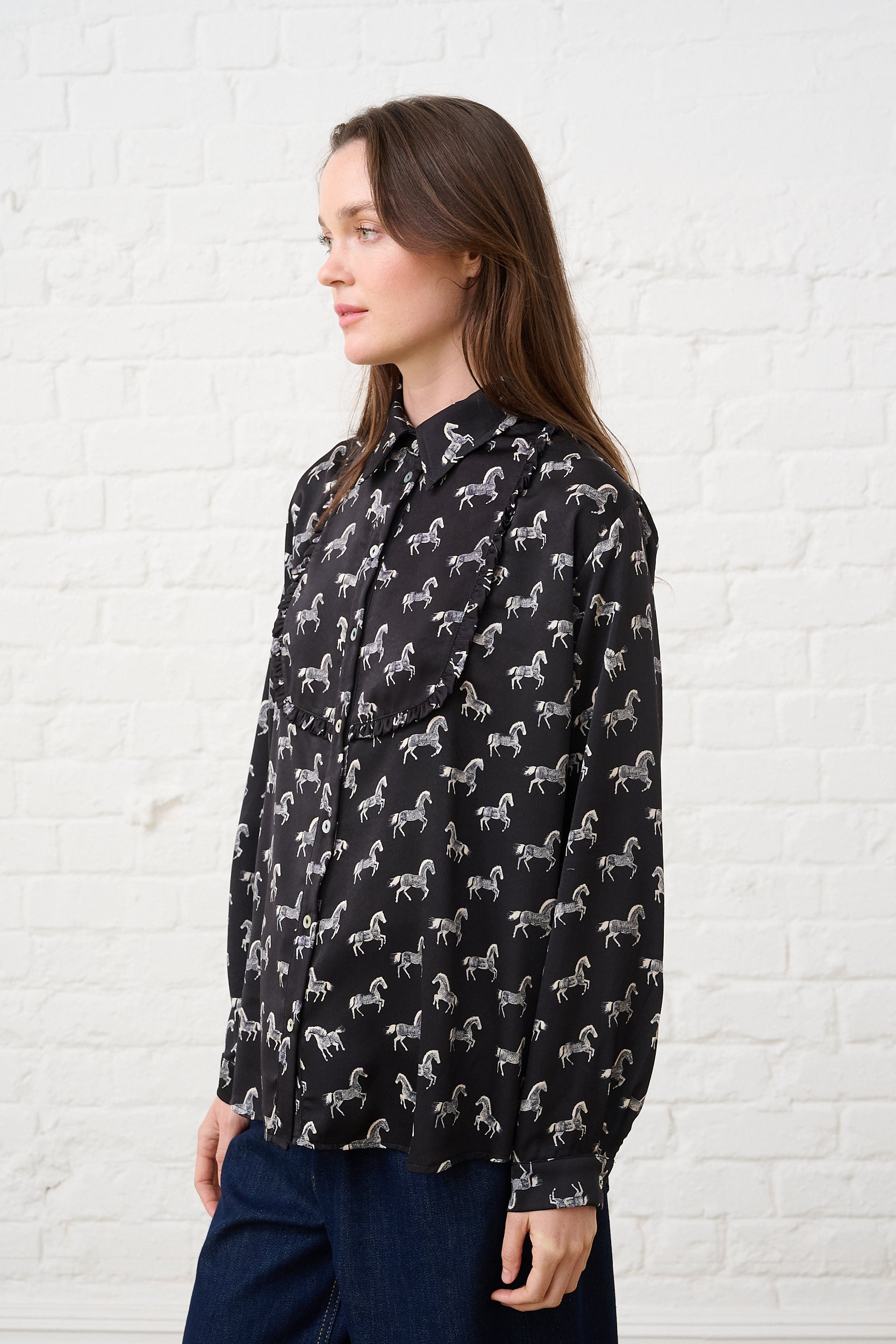 Printed Shirt in Horse Novelty