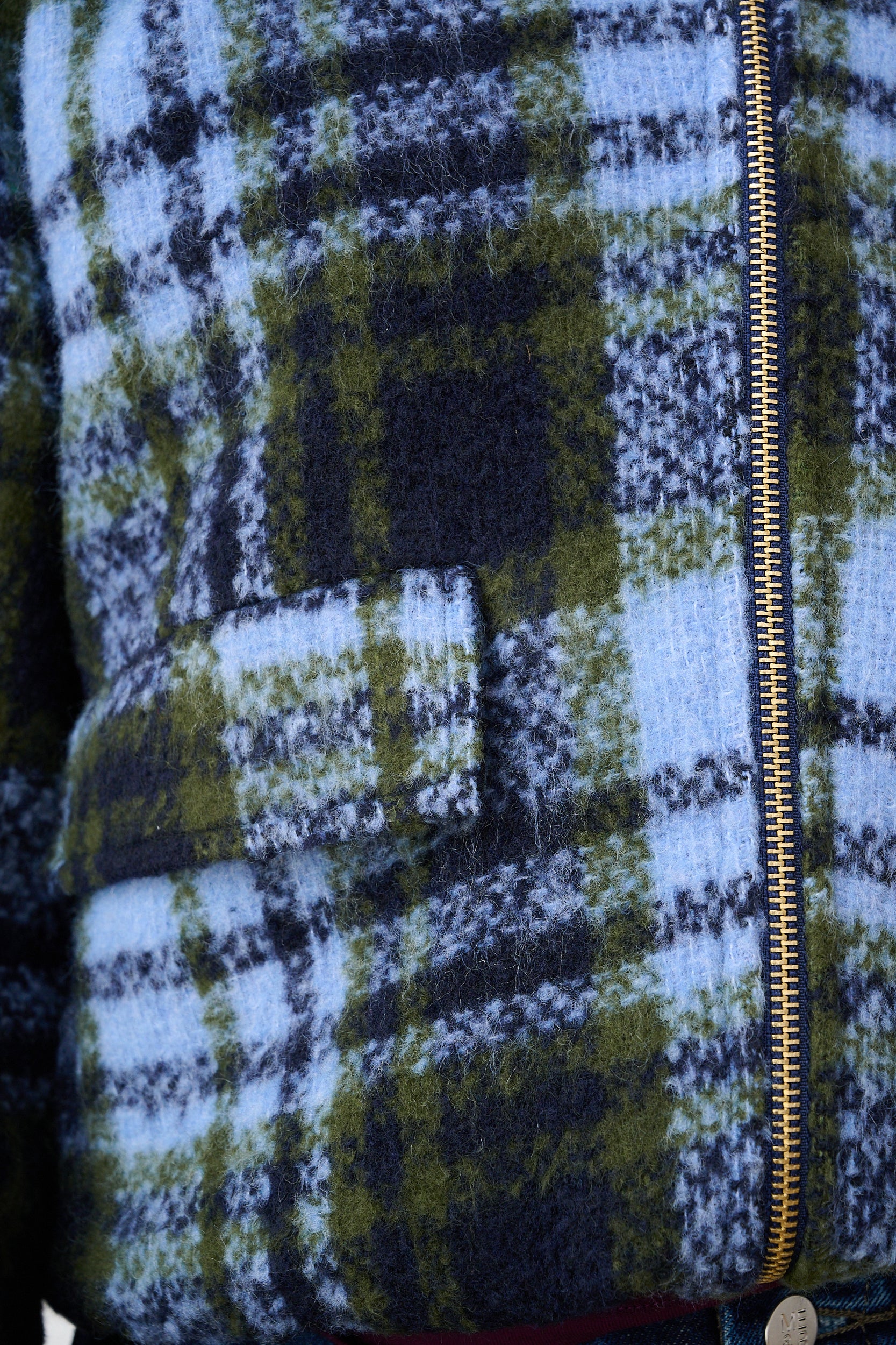 Melton ZipThrough Bomber Jacket in Ice Moss