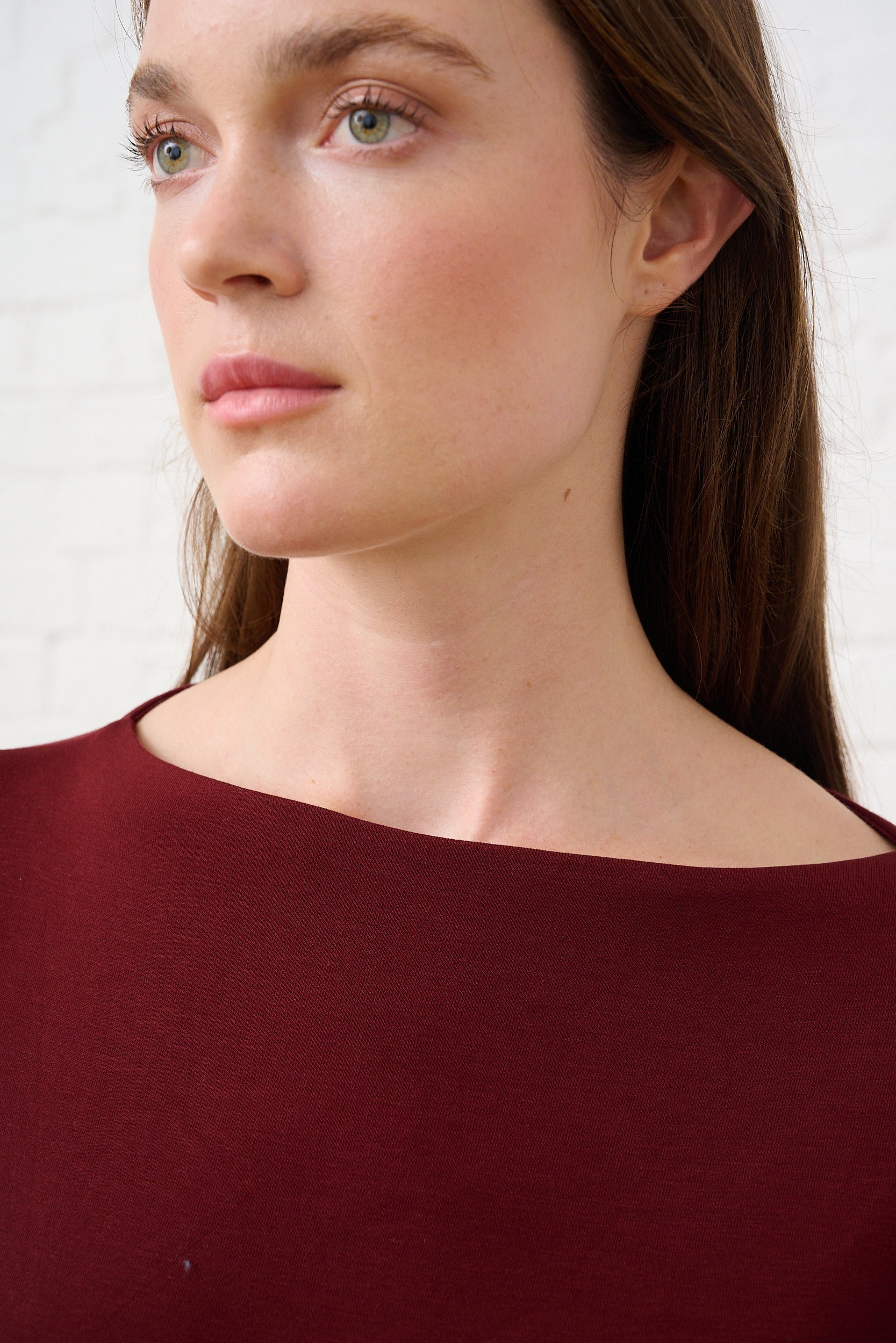 Luxe Boat Neck Top In Burgundy