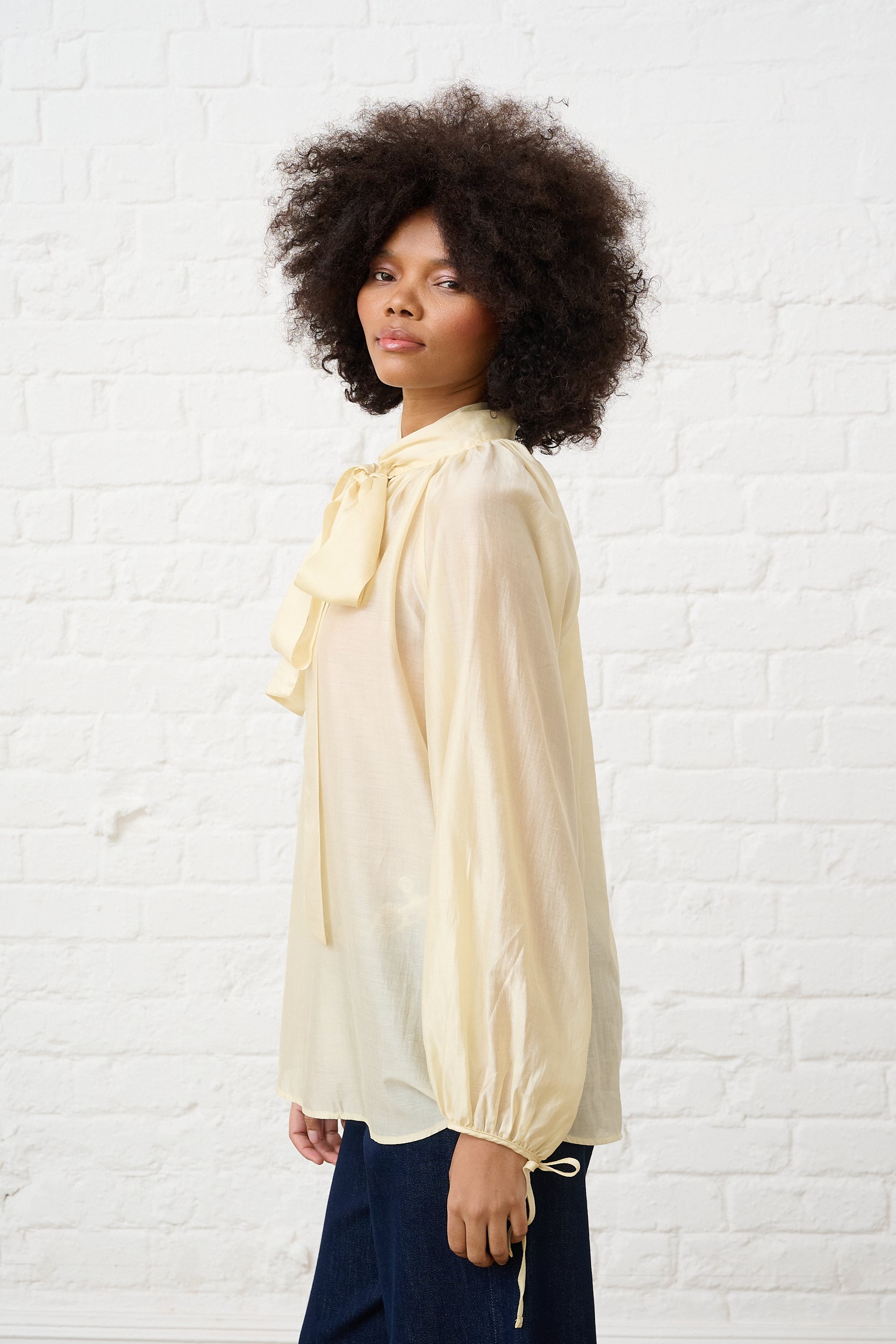 Blouse in Sheer Butter