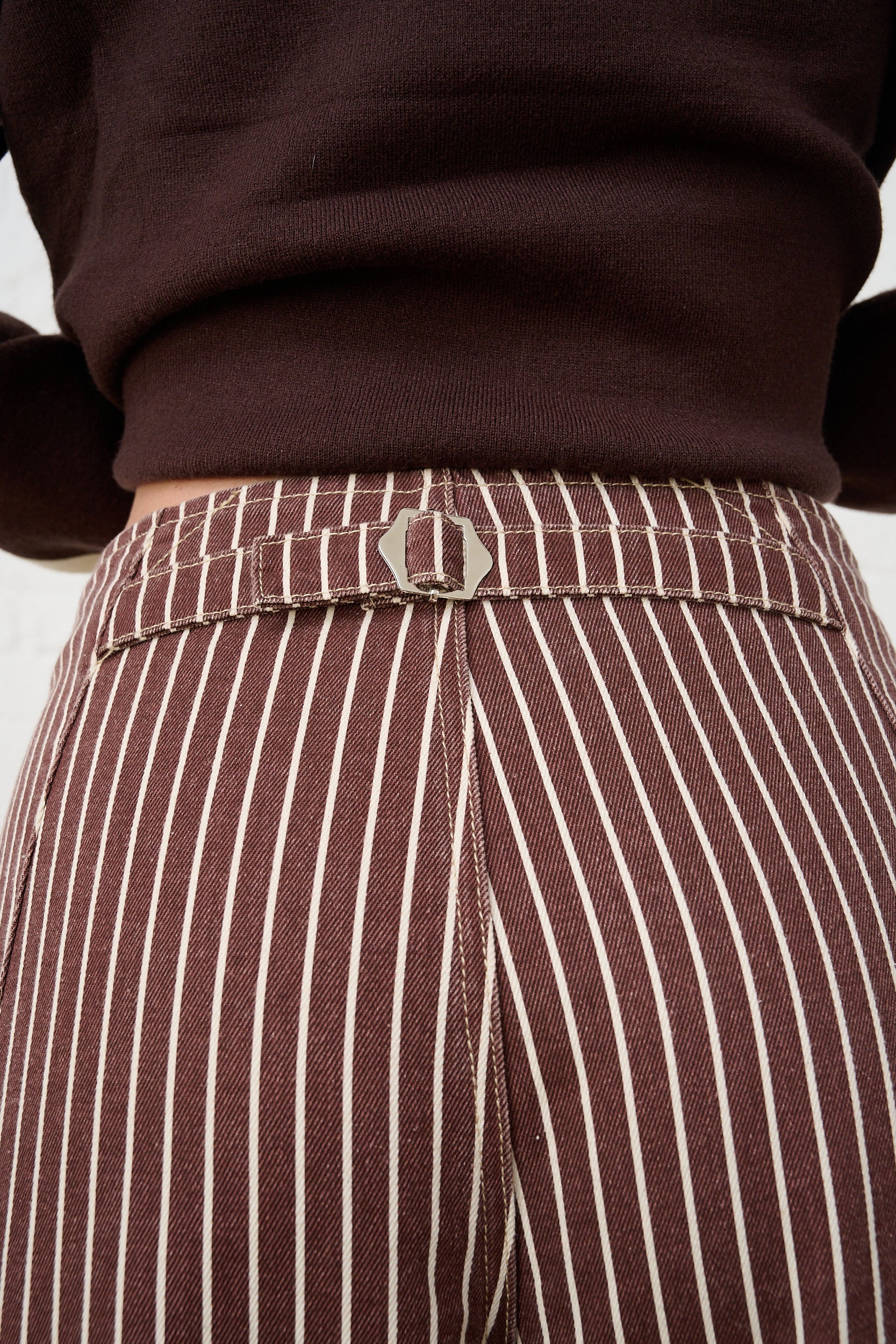 Contour Waist Barrel Leg Jeans in Choc Stripe