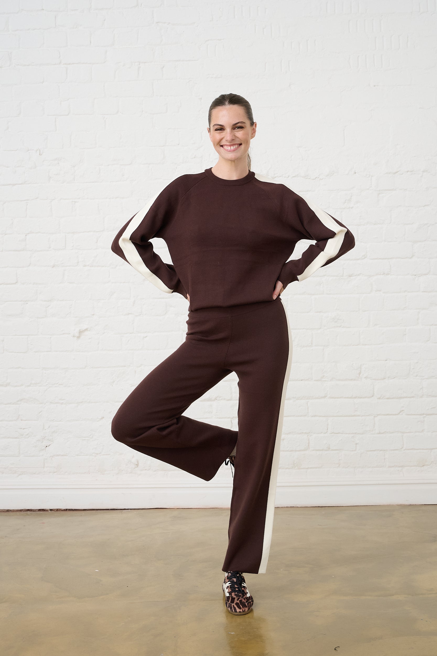 Super Soft Knit Sweat in Choc/Milk
