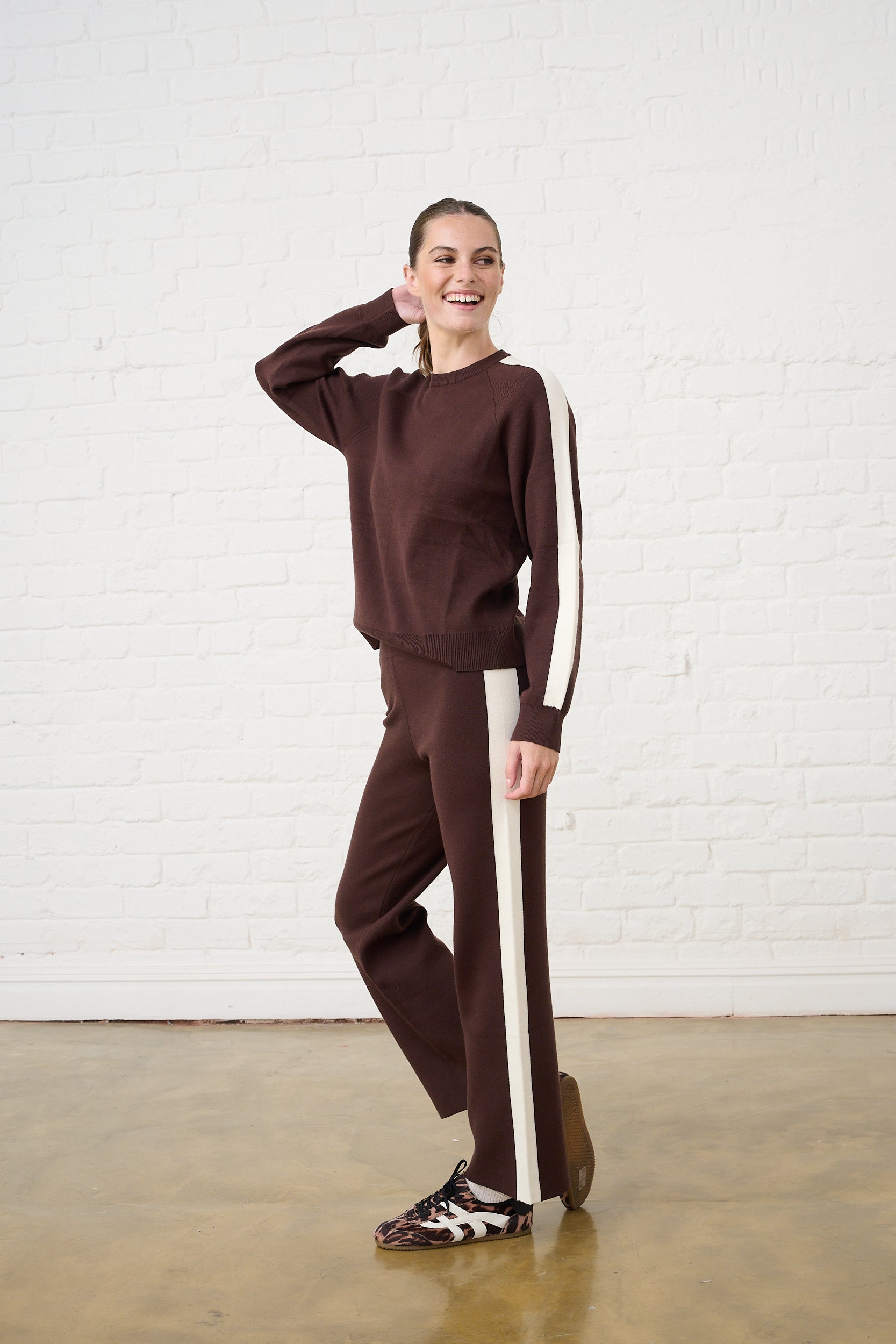 Super Soft Knit Sweat in Choc/Milk