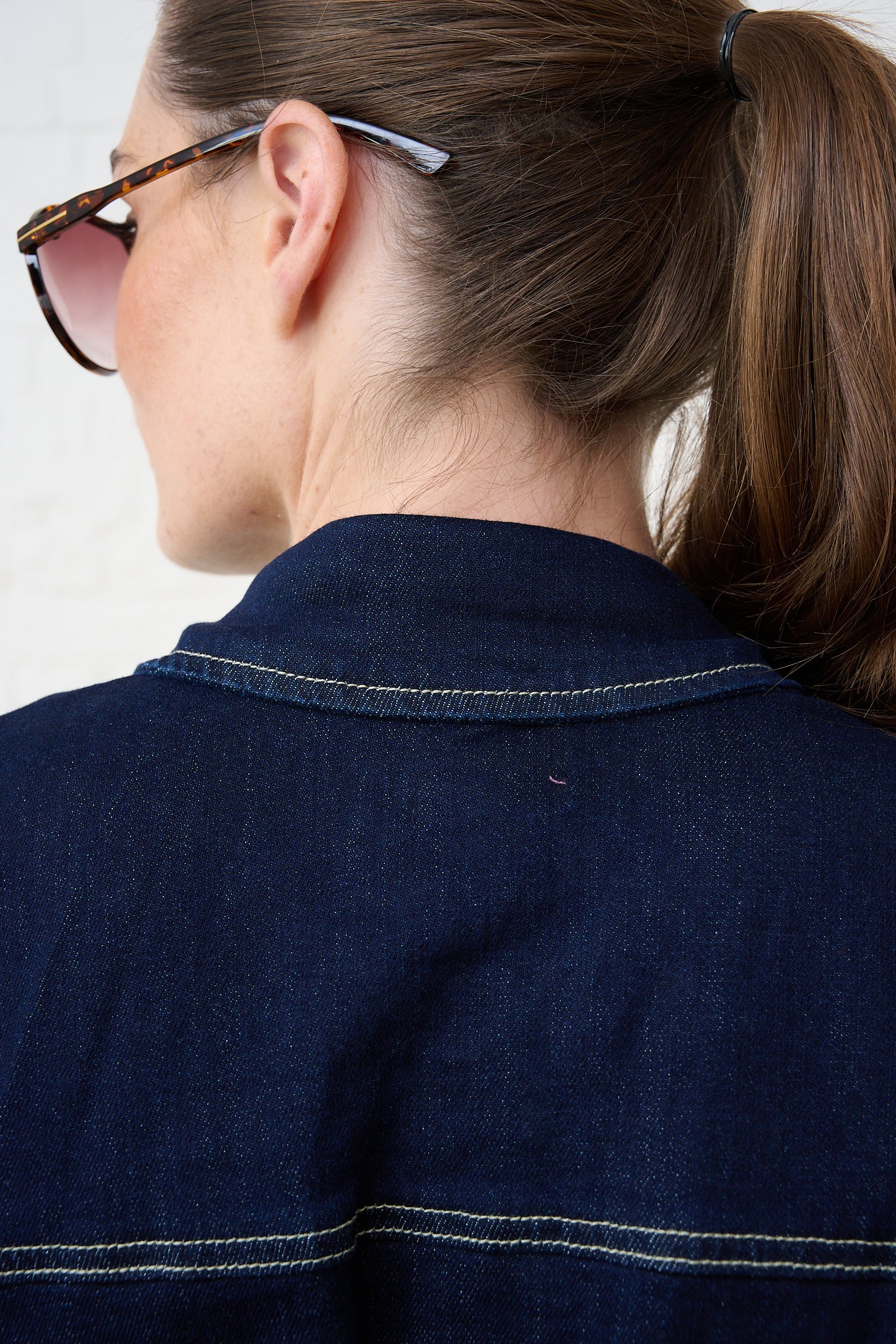 Zip Front Denim Shirt Dress in Dark Wash