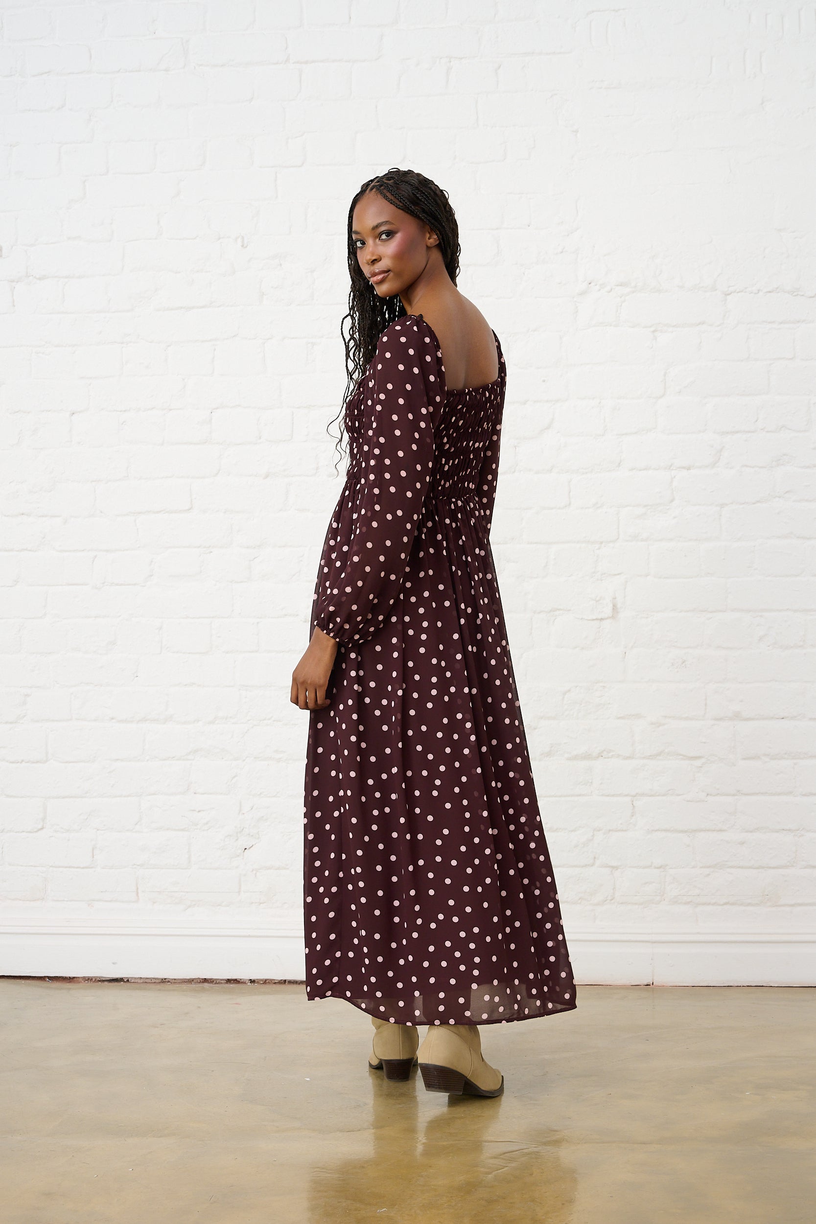 The Pink Dot Shirred Georgette Maxi