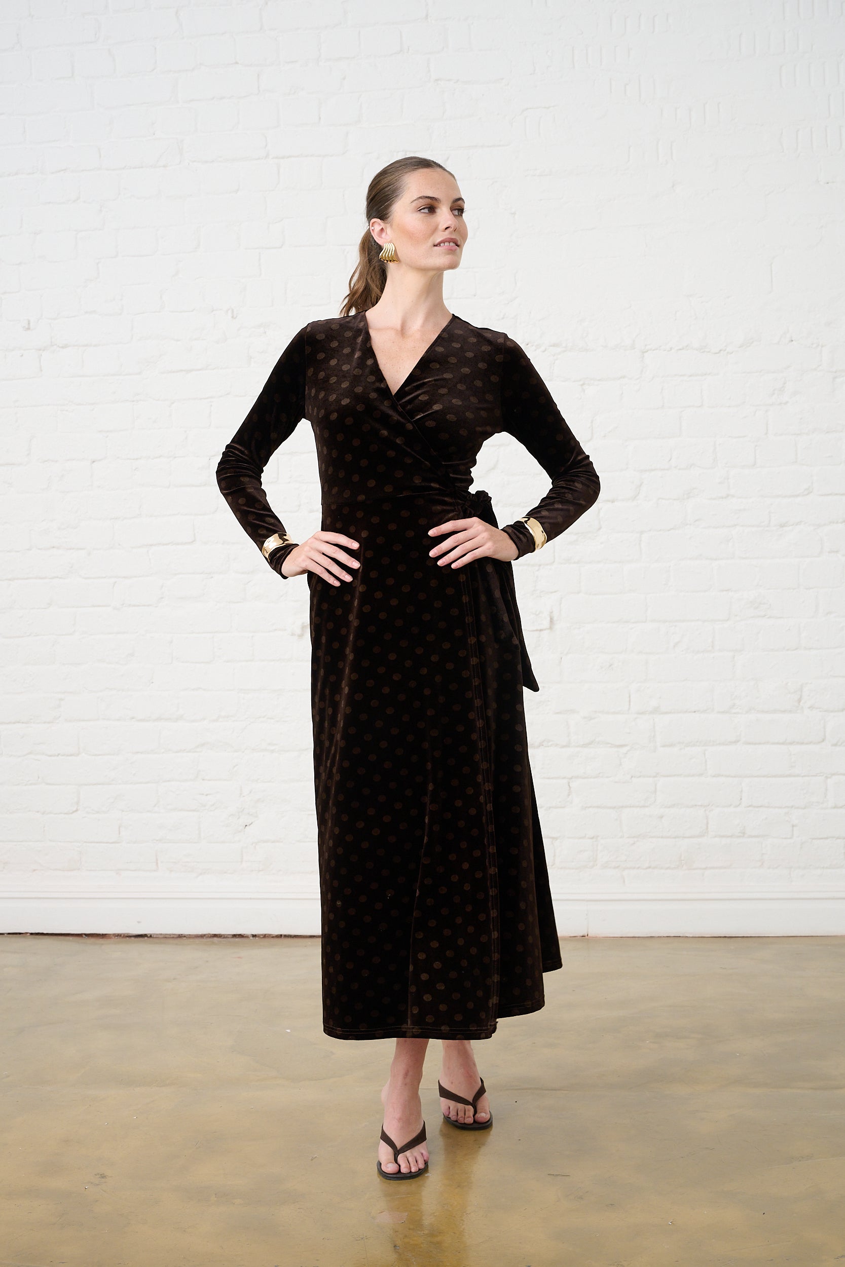Velvet Choc Spot Wrap Dress