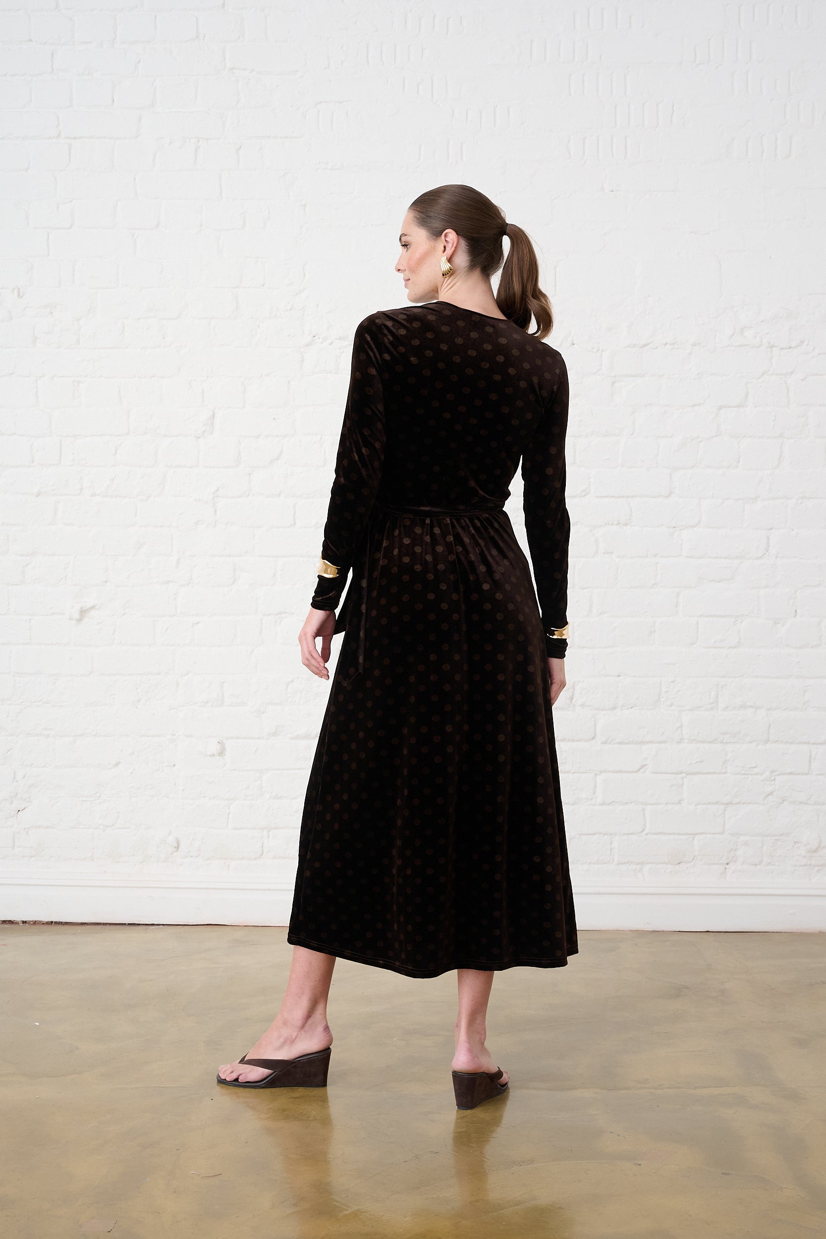 Velvet Choc Spot Wrap Dress