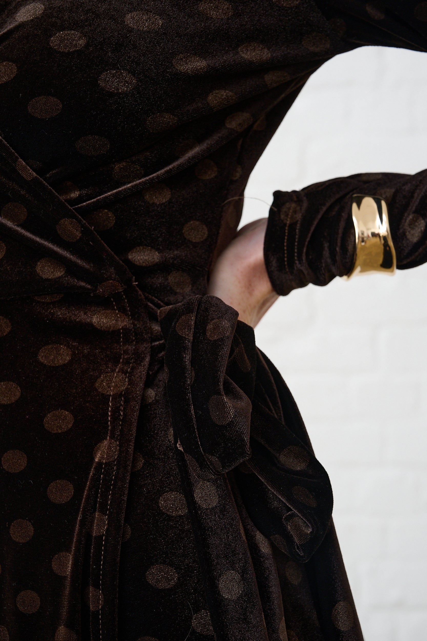 Velvet Choc Spot Wrap Dress