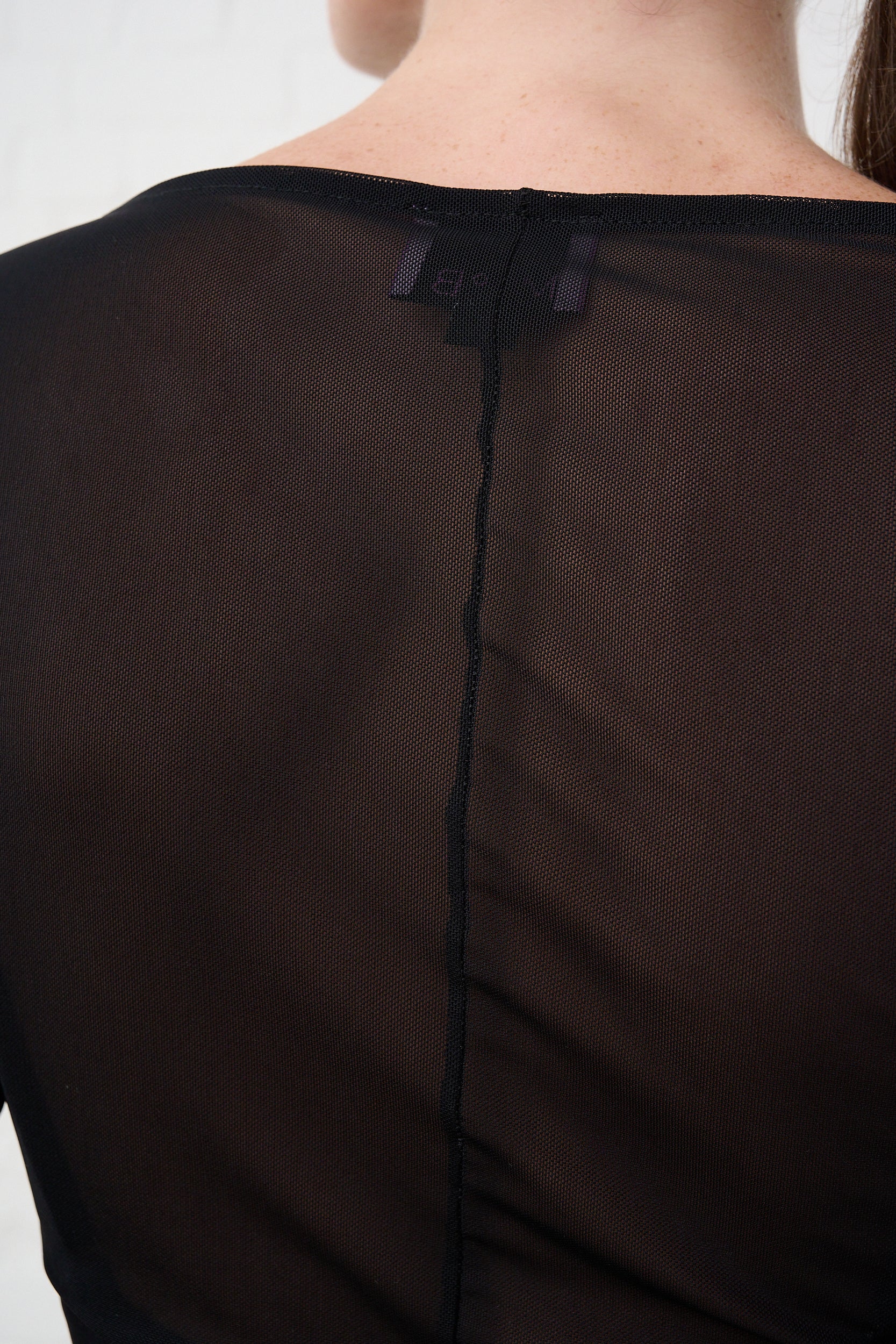 Black Boatneck Mesh Top