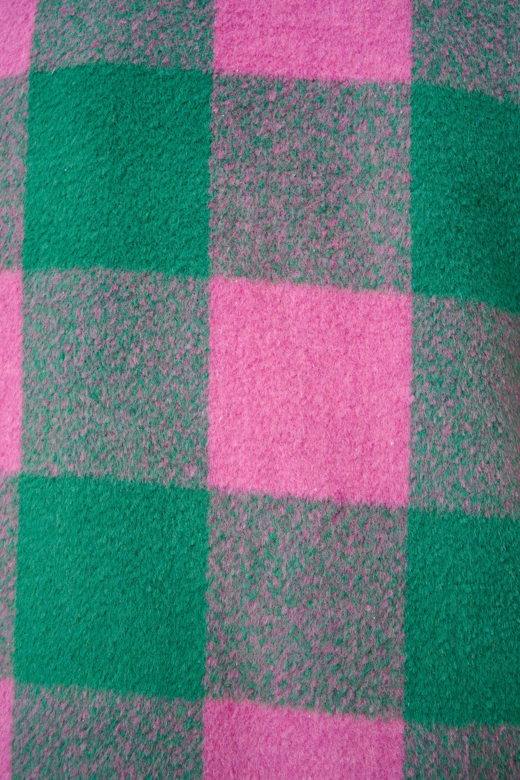 Melton Coat in Pink and Green Check