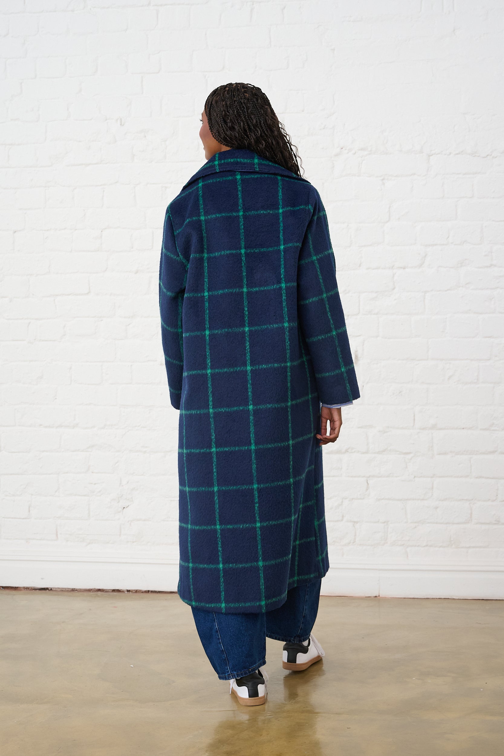 Melton Coat in Ink and Green Grid – Me&B