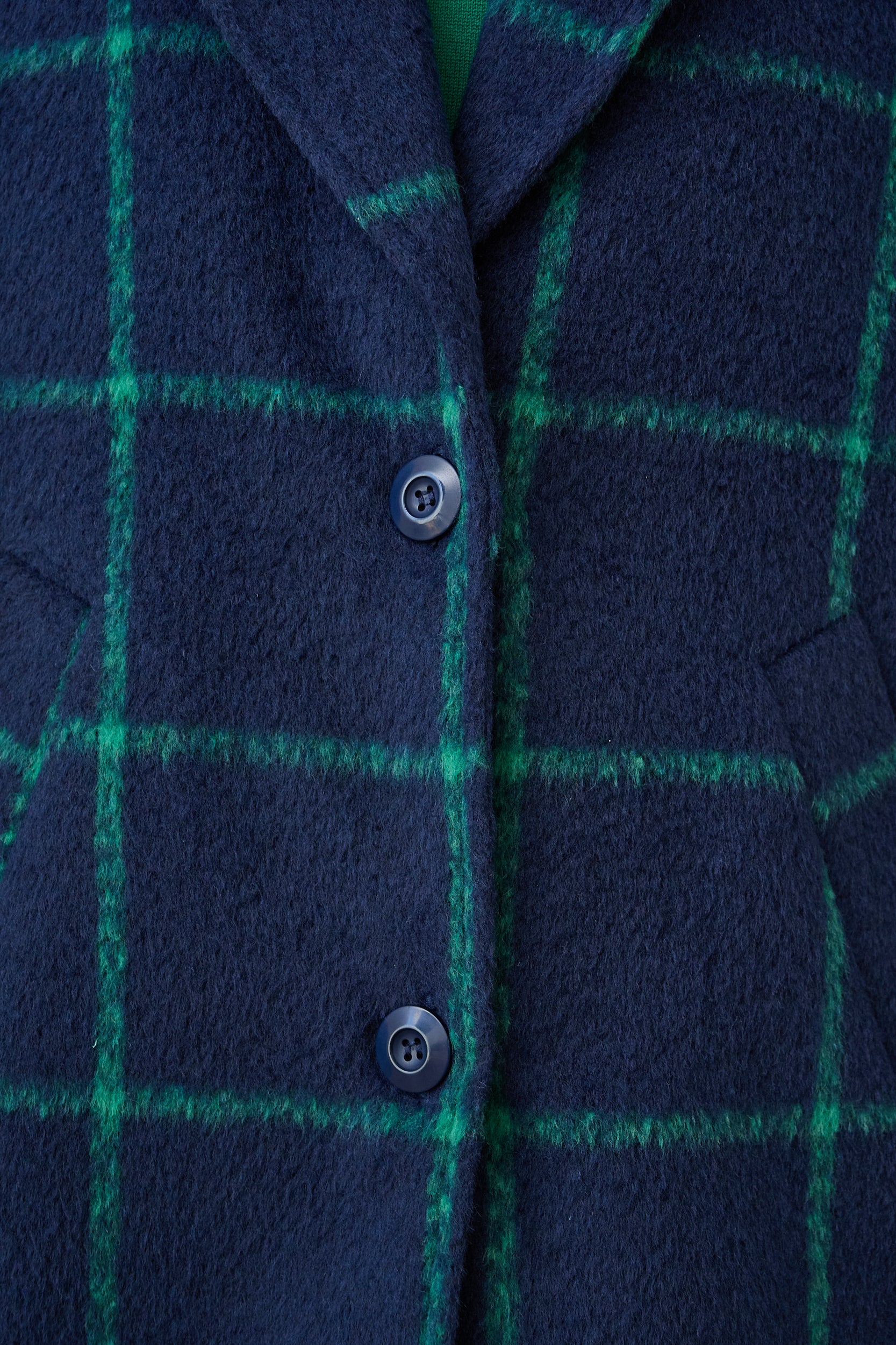Melton Coat in Ink and Green Grid